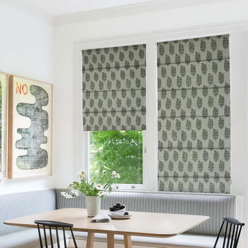 Premium Bemis roman shades with refined fabric finish