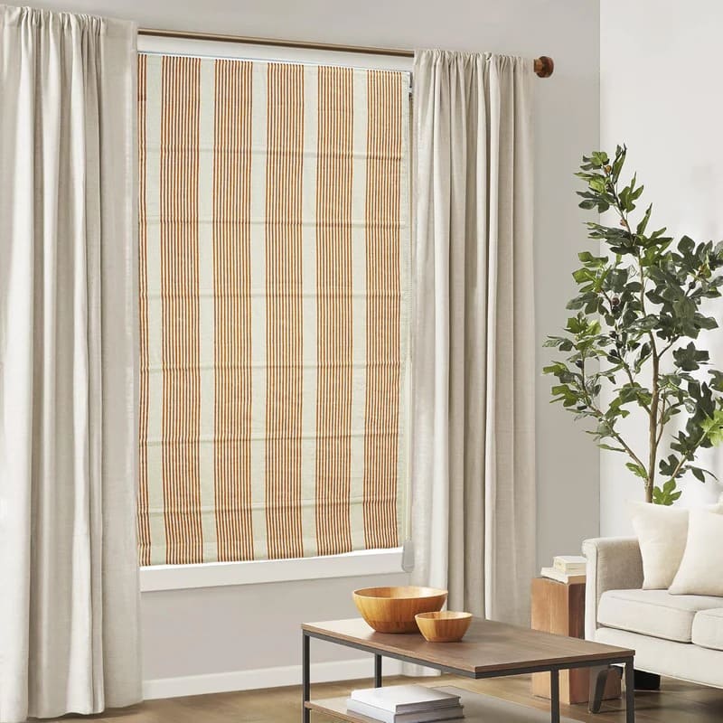 Roman Basement Window Artisan Block Print Linen Roman Shade Blackout Window - Saat Samundar ...