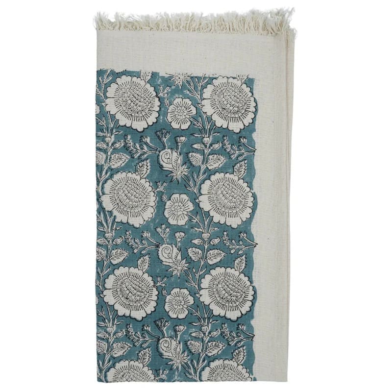 Decorative kitchen towel with green print detail