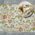 Printed tea towel with green artistic block design
