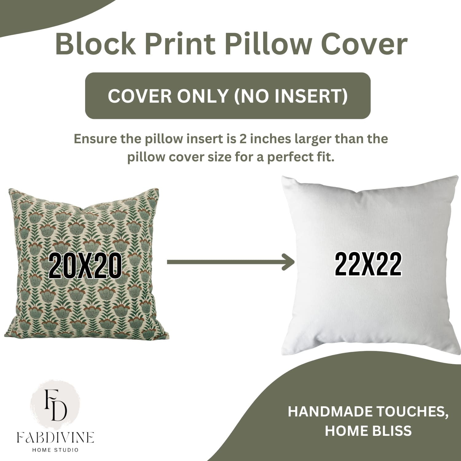 Fabdivine lotus hand block print cushion cover made from premium linen blend fabric
