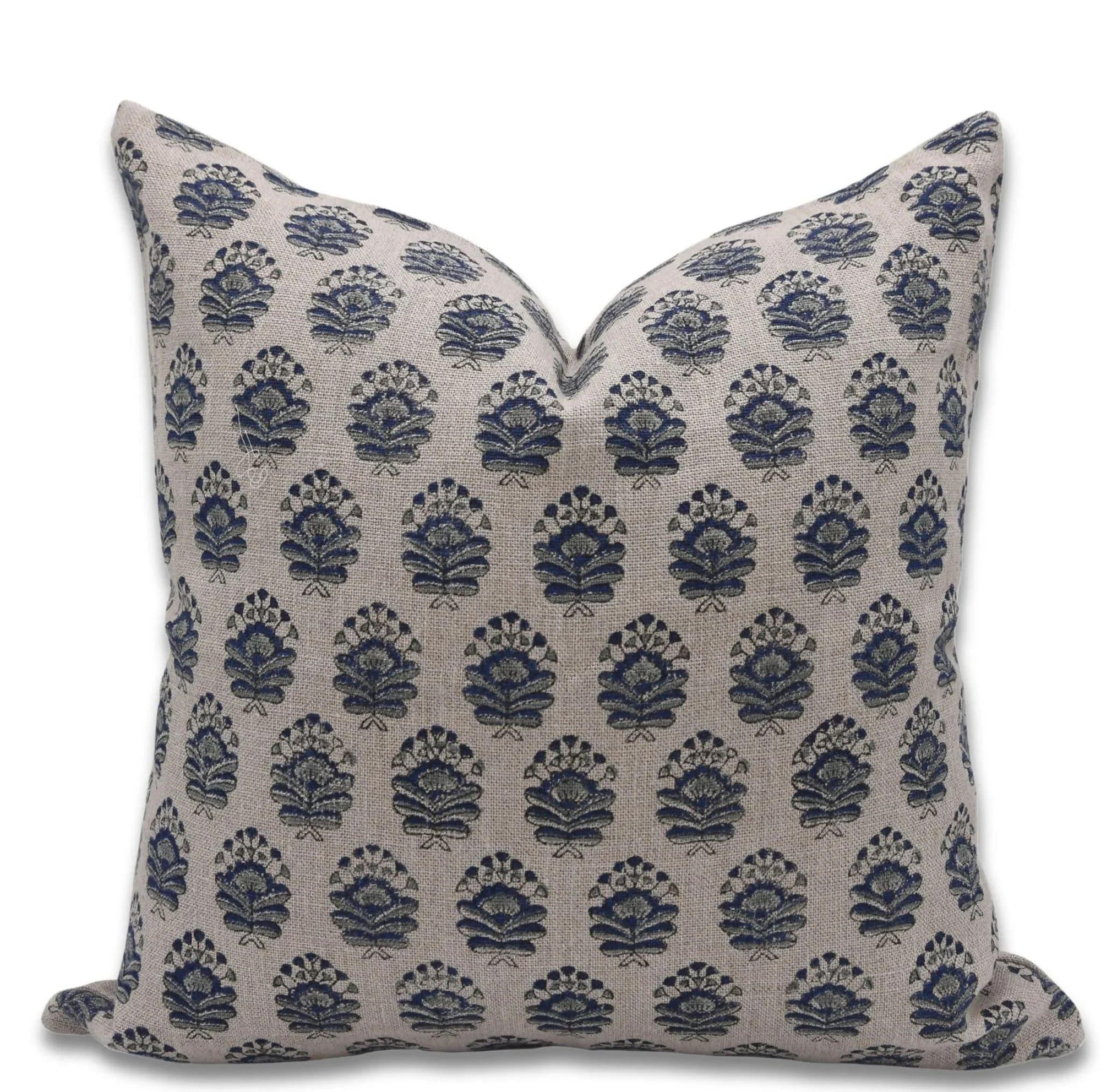 Blue throw pillow floral pattern 
