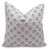 Handmade pillow cover with blue floral pattern 