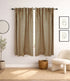 Block Print Brown Floral Viscose Linen Curtains - Palak