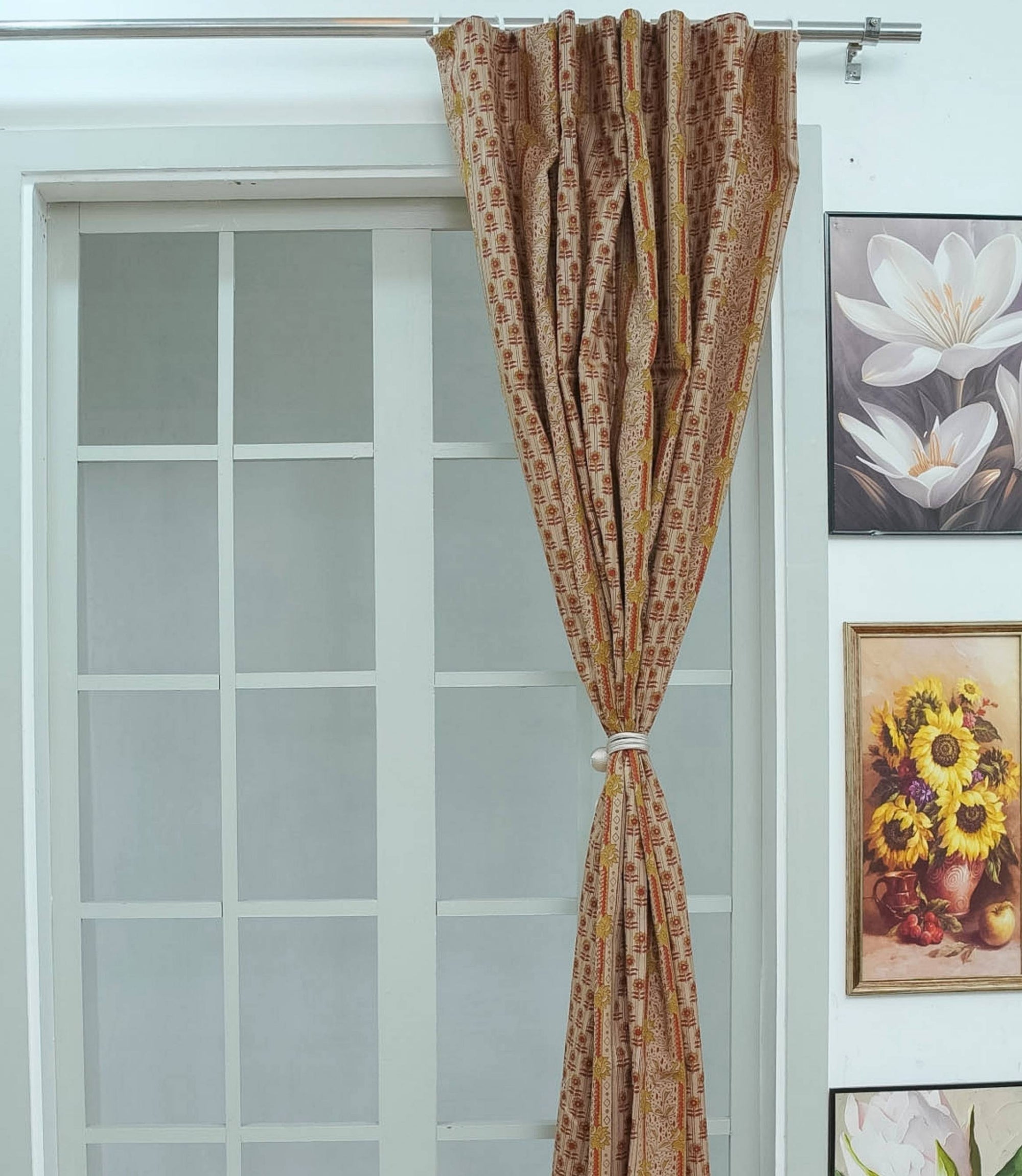 Anamika Red Floral Hand Block Print Viscose Linen Curtains