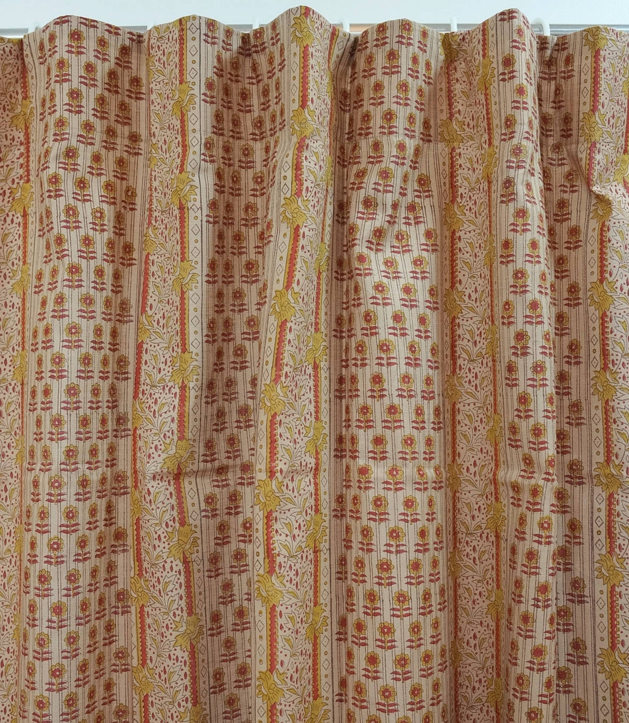 Anamika Red Floral Hand Block Print Viscose Linen Curtains