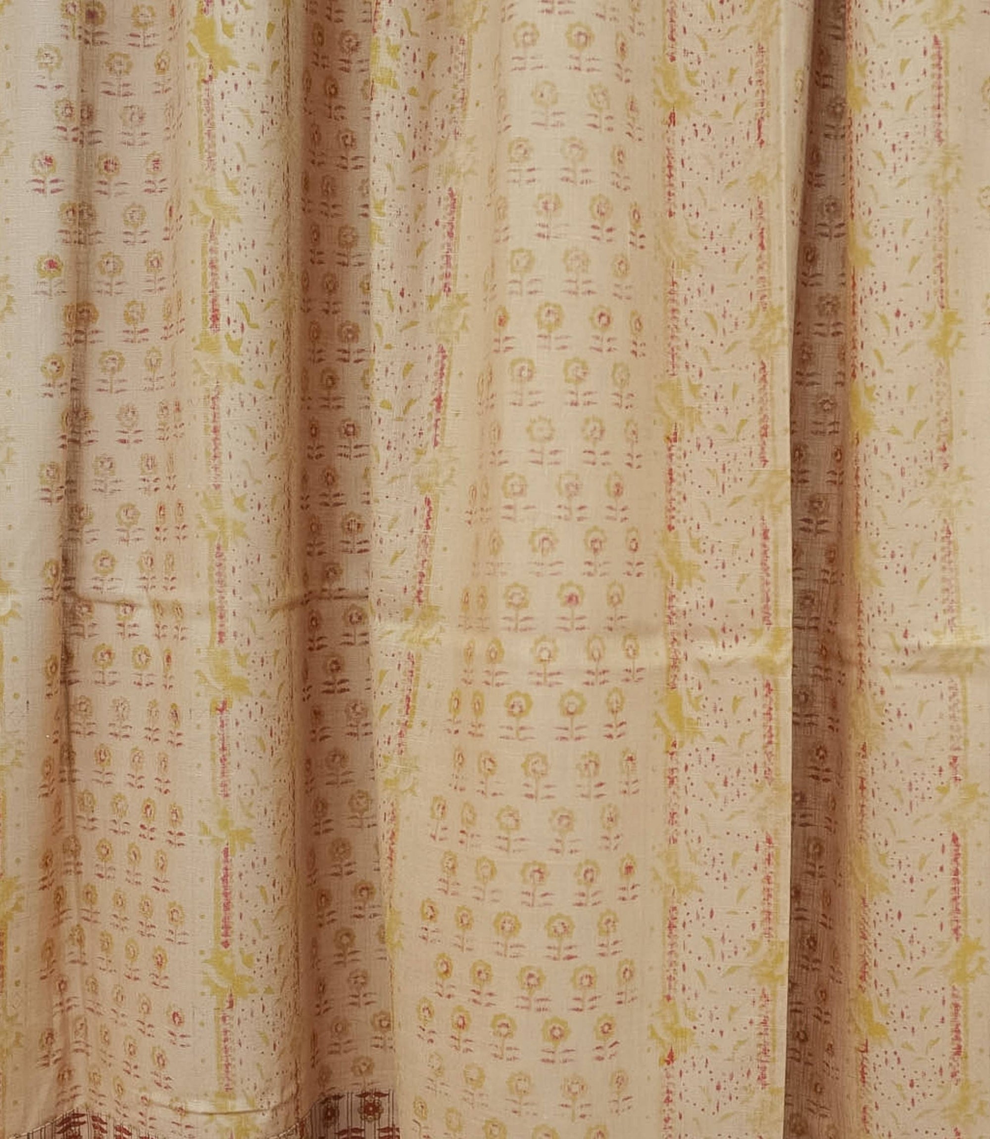 Anamika Red Floral Hand Block Print Viscose Linen Curtains