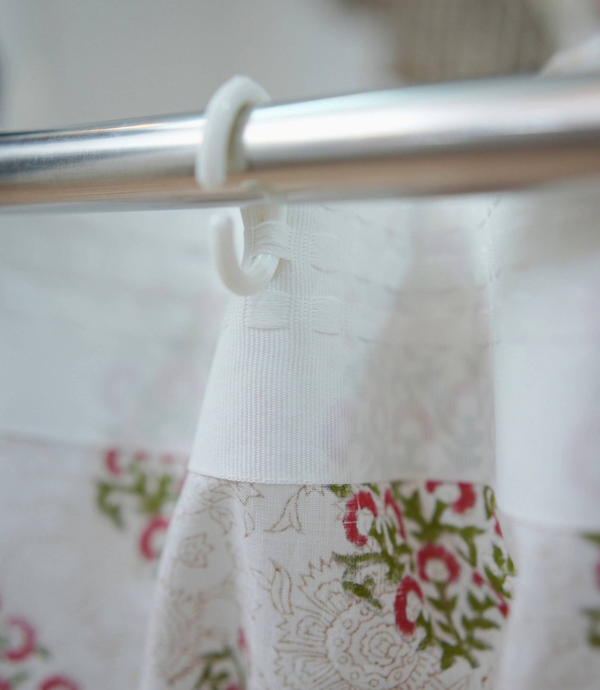 Guldasta Pink Floral Indian Block Print Linen Curtains 