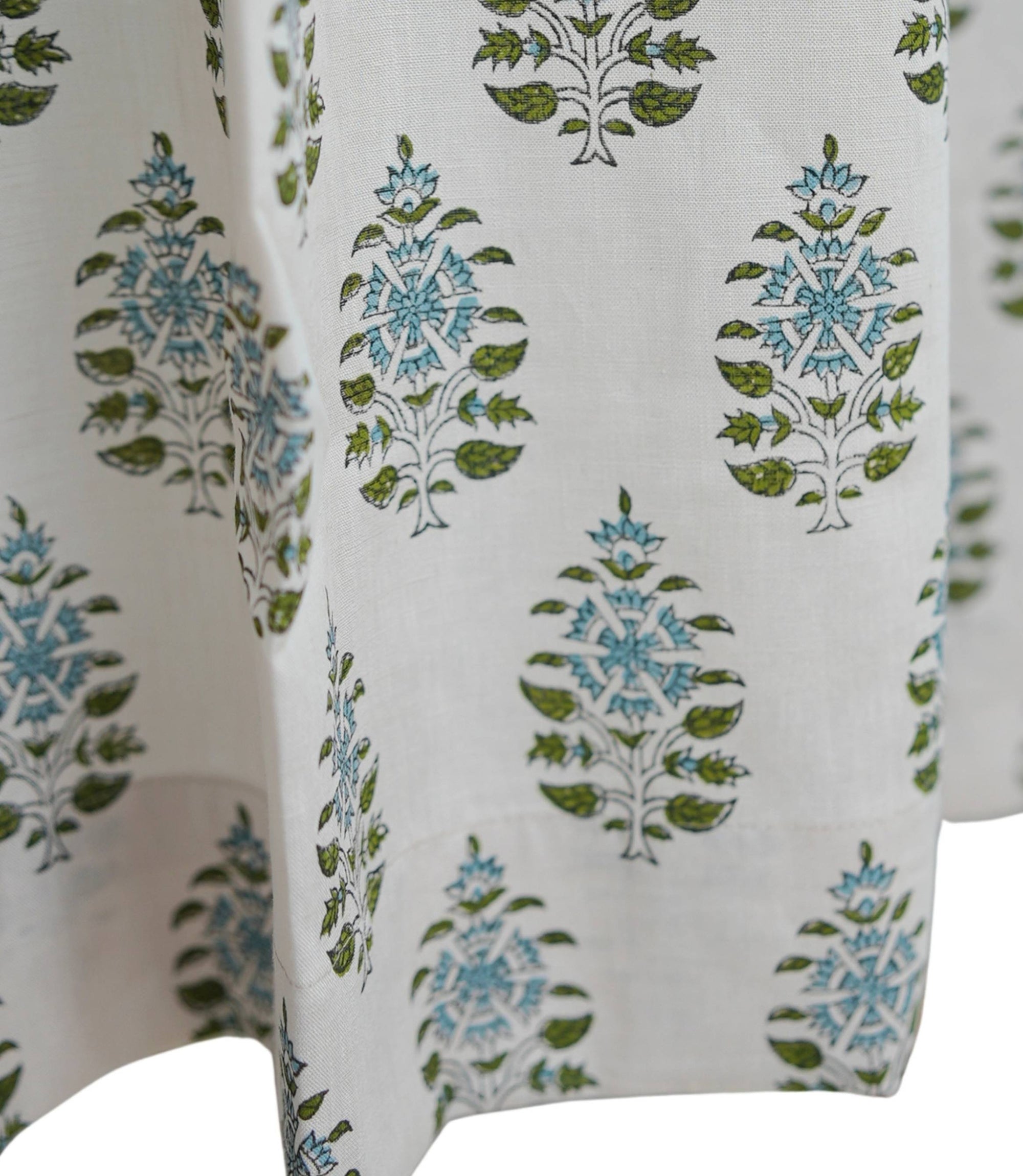 Indian Print Black Floral Linen Cafe Curtain - Gulnaari 