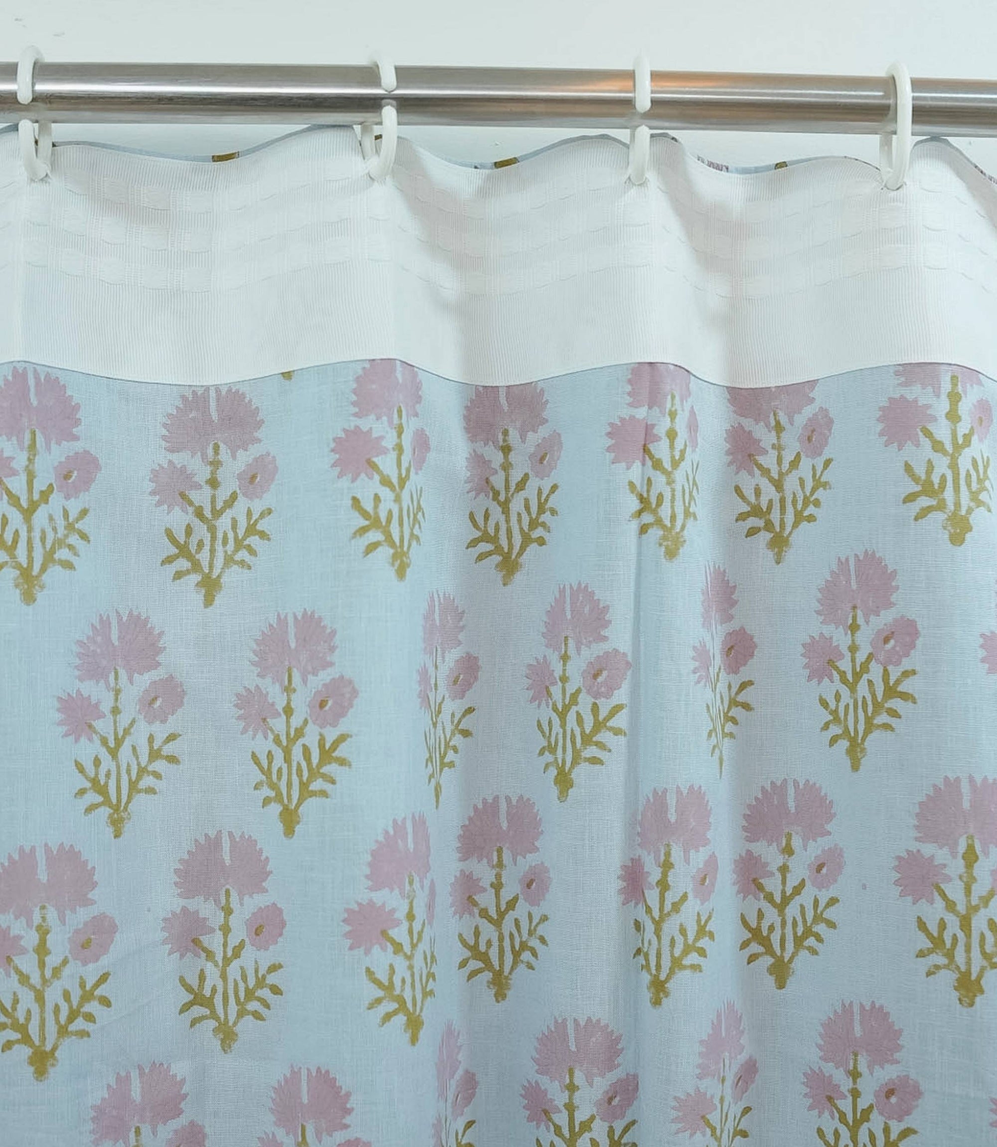 Handmade Purple Floral Viscose Linen Window Curtains - Juhi
