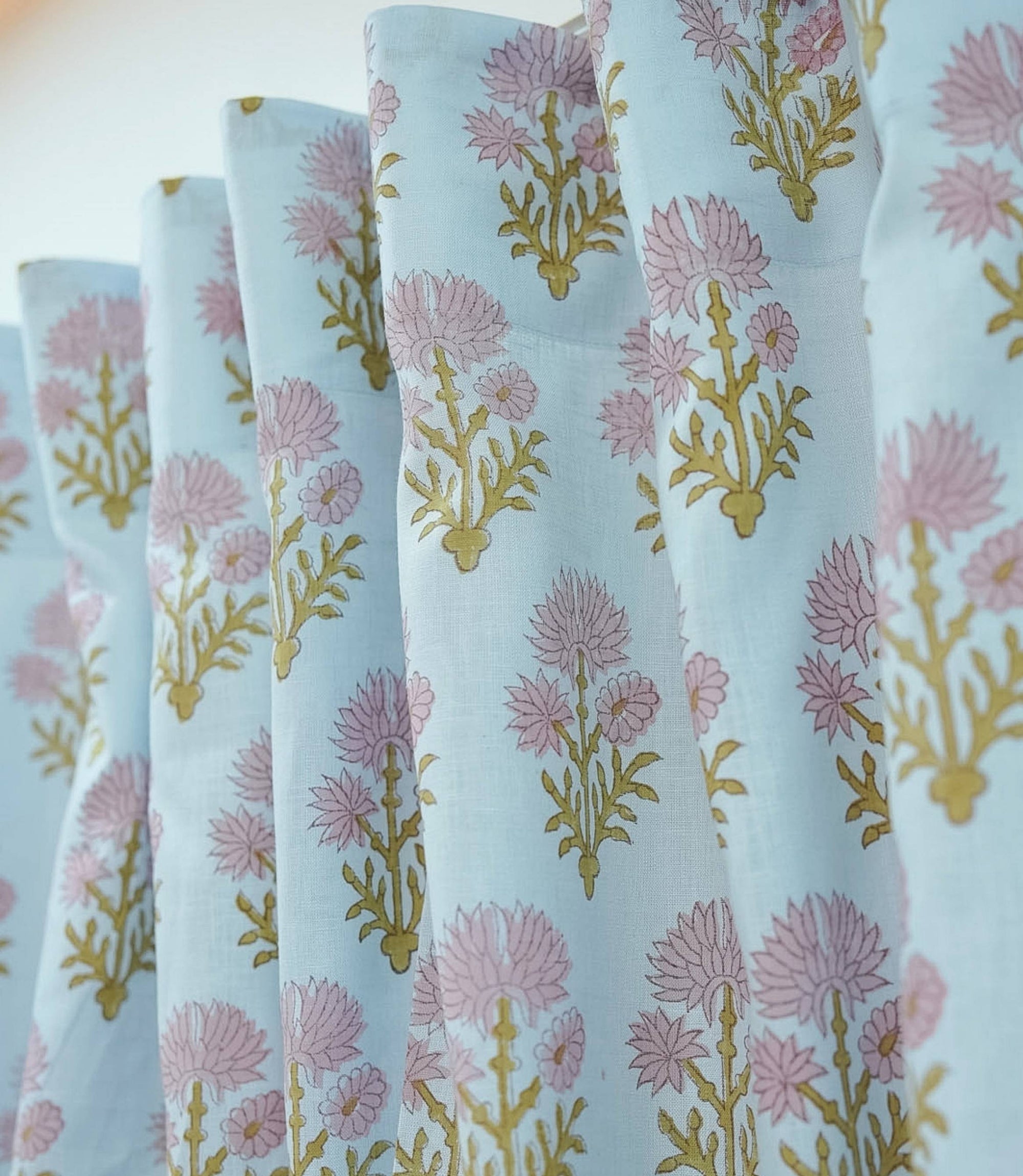 Handmade Purple Floral Viscose Linen Window Curtains - Juhi