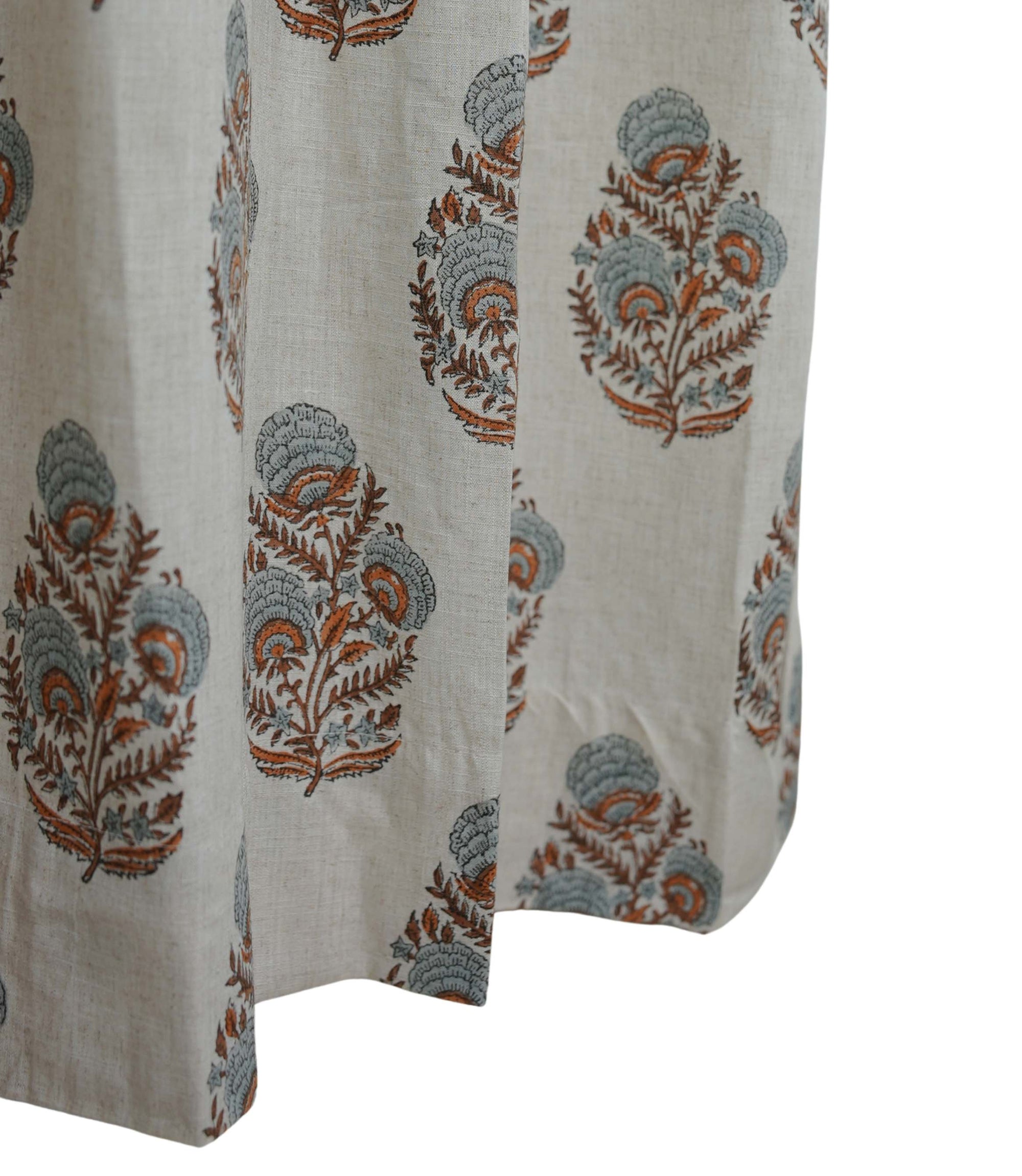 Handmade Linen Gray Brown Pleated Curtains - Mohini