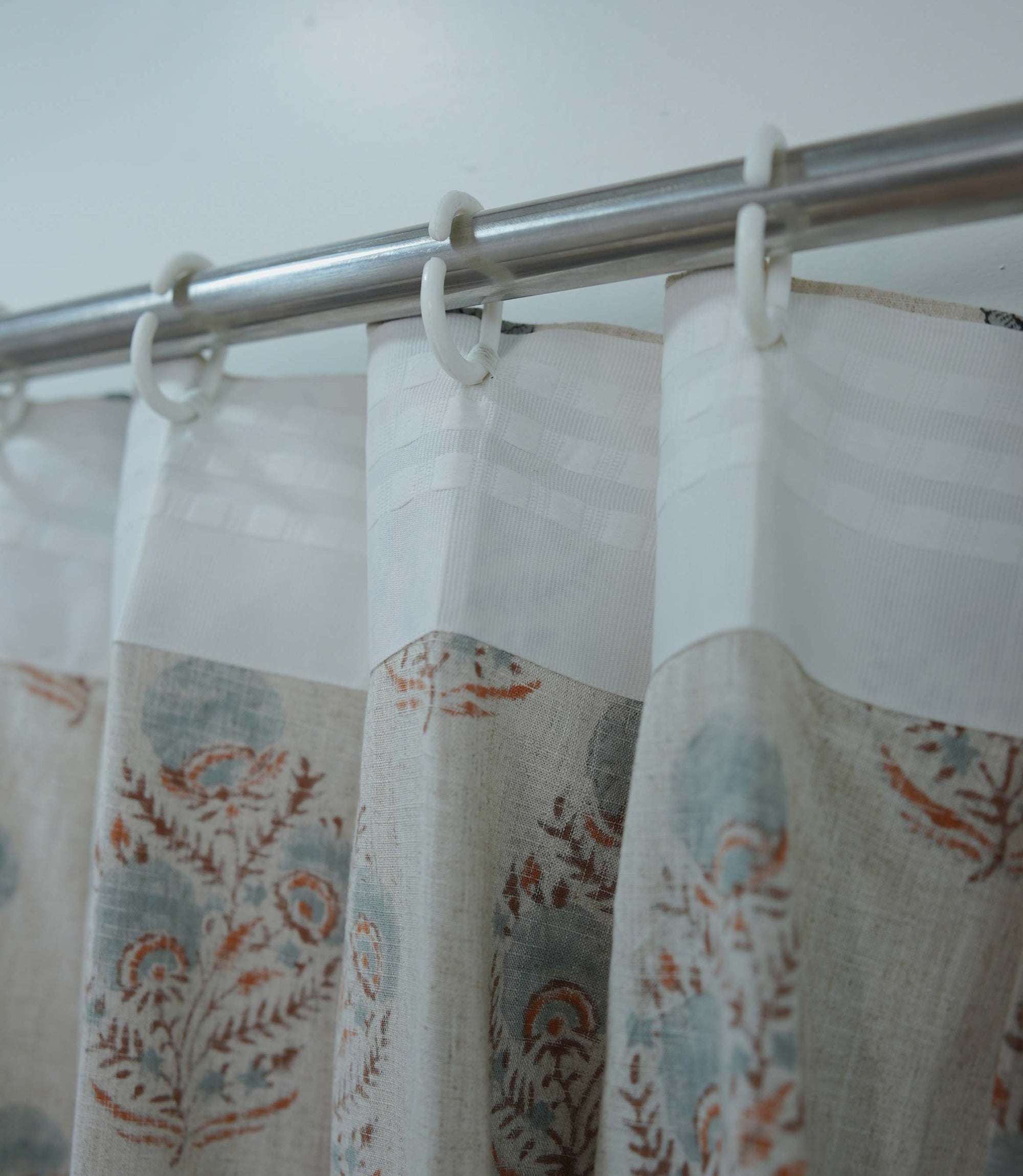 Handmade Linen Gray Brown Pleated Curtains - Mohini