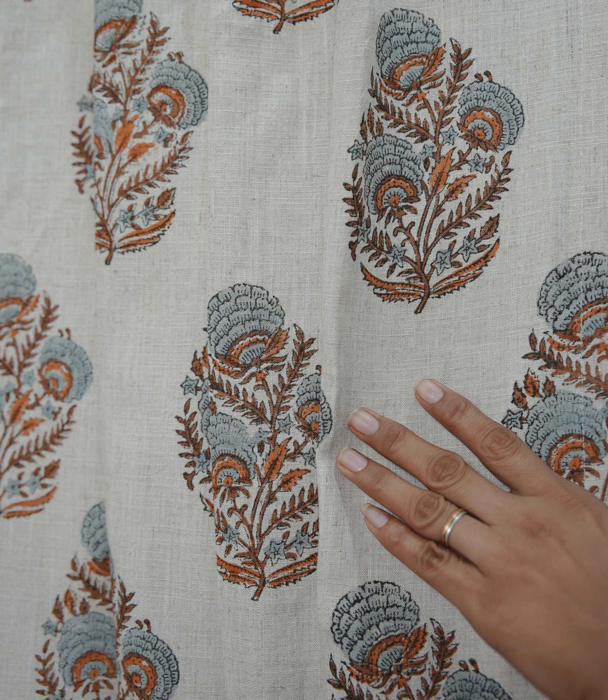 Handmade Linen Gray Brown Pleated Curtains - Mohini
