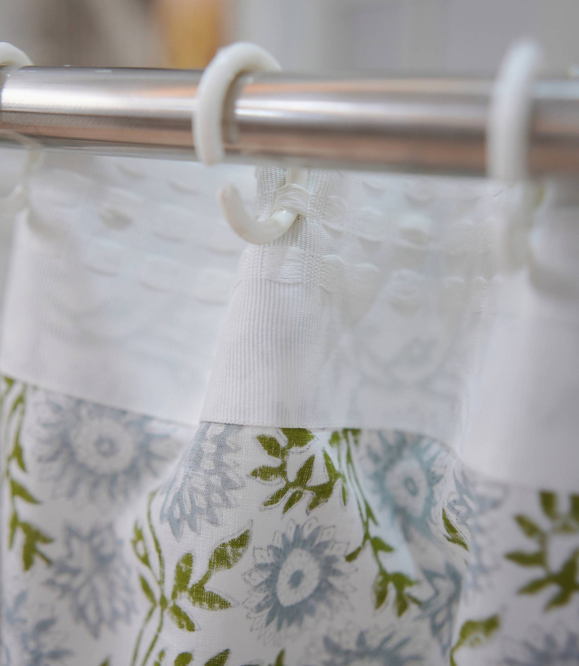 Handmade Blue Floral Rajat Linen Decorative Curtains