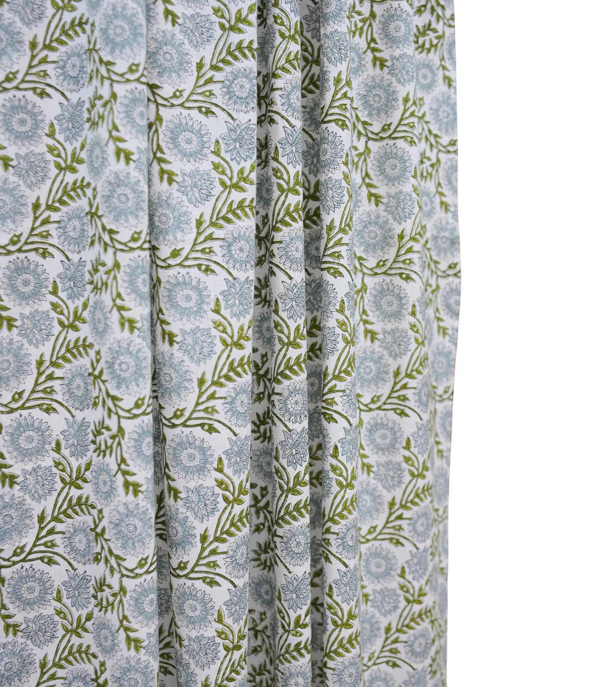 Handmade Blue Floral Rajat Linen Decorative Curtains