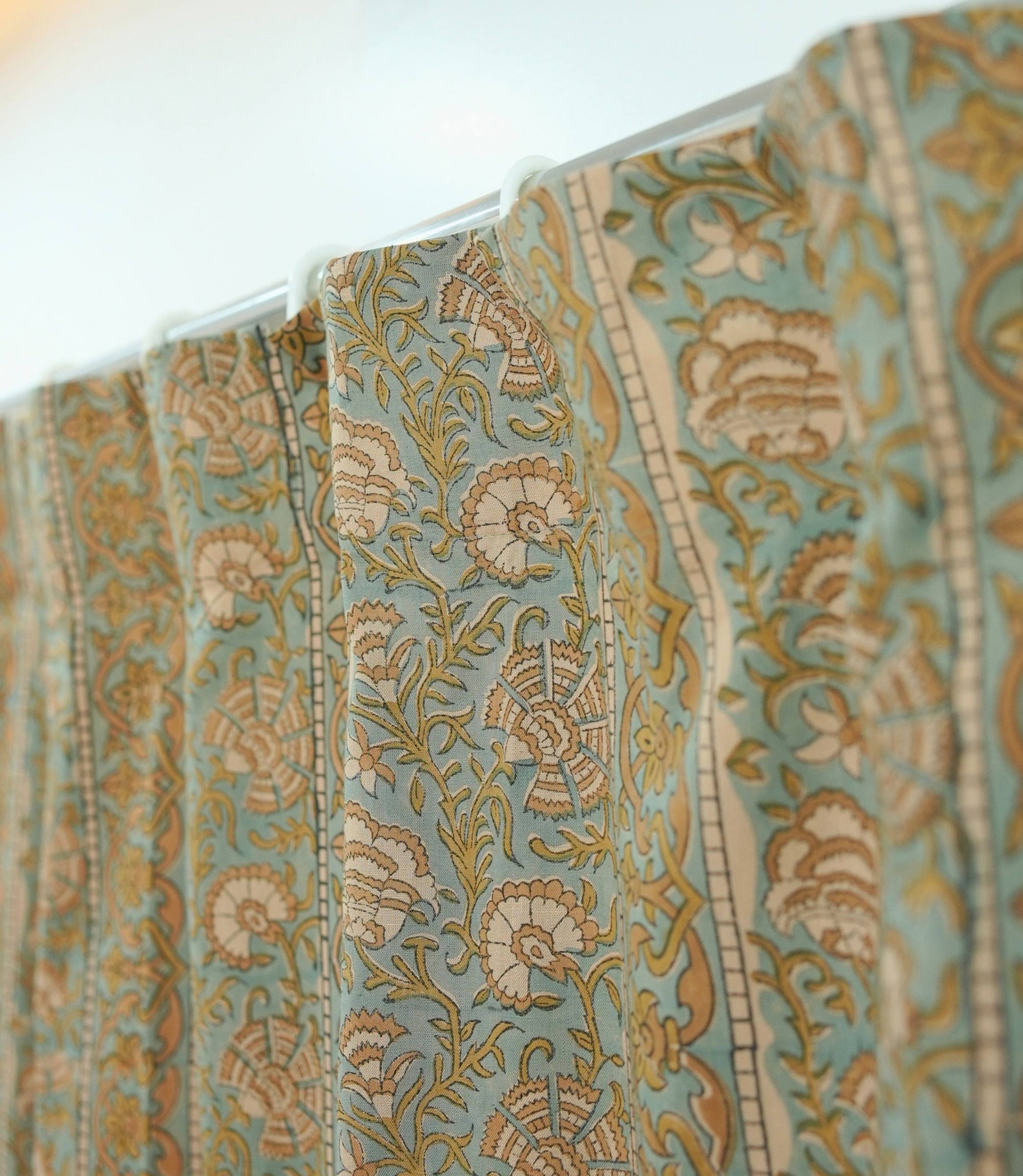 Handmade Viscose Linen Brown Floral Curtains - Sonakshi