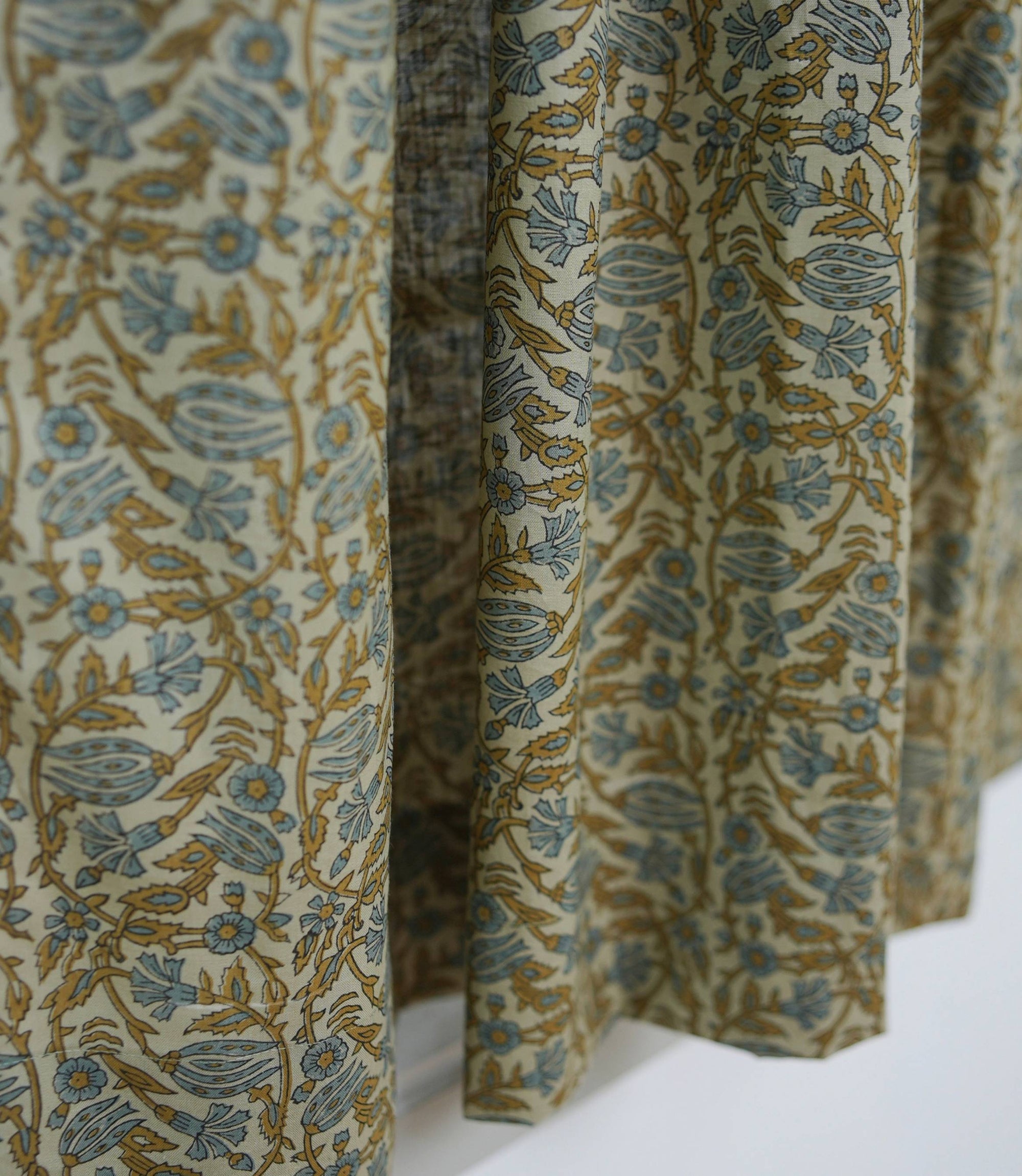 Brown Floral Boho Viscose Linen Window Curtains - Vanmala