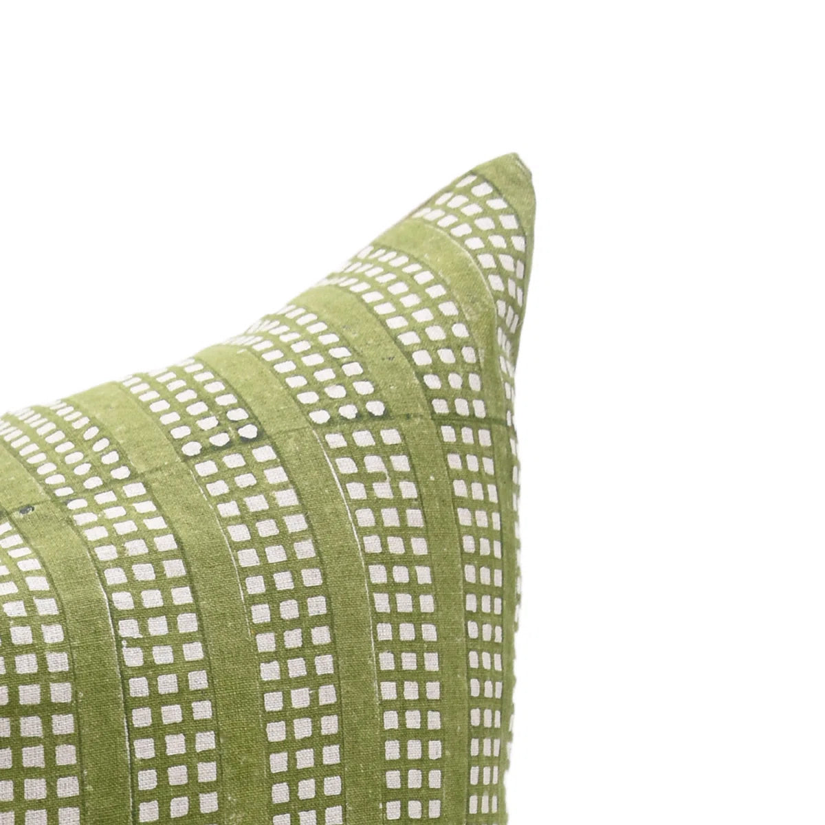Indian Block Print Green Duck Canvas Cushion Cover - Choco Chips 