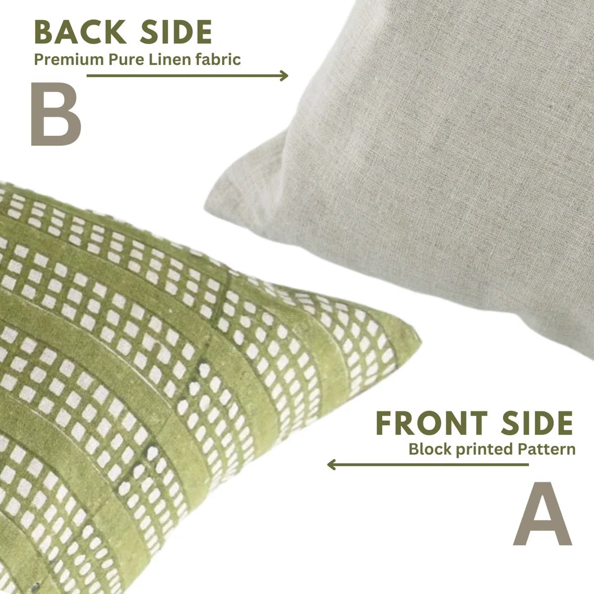 Indian Block Print Green Duck Canvas Cushion Cover - Choco Chips 