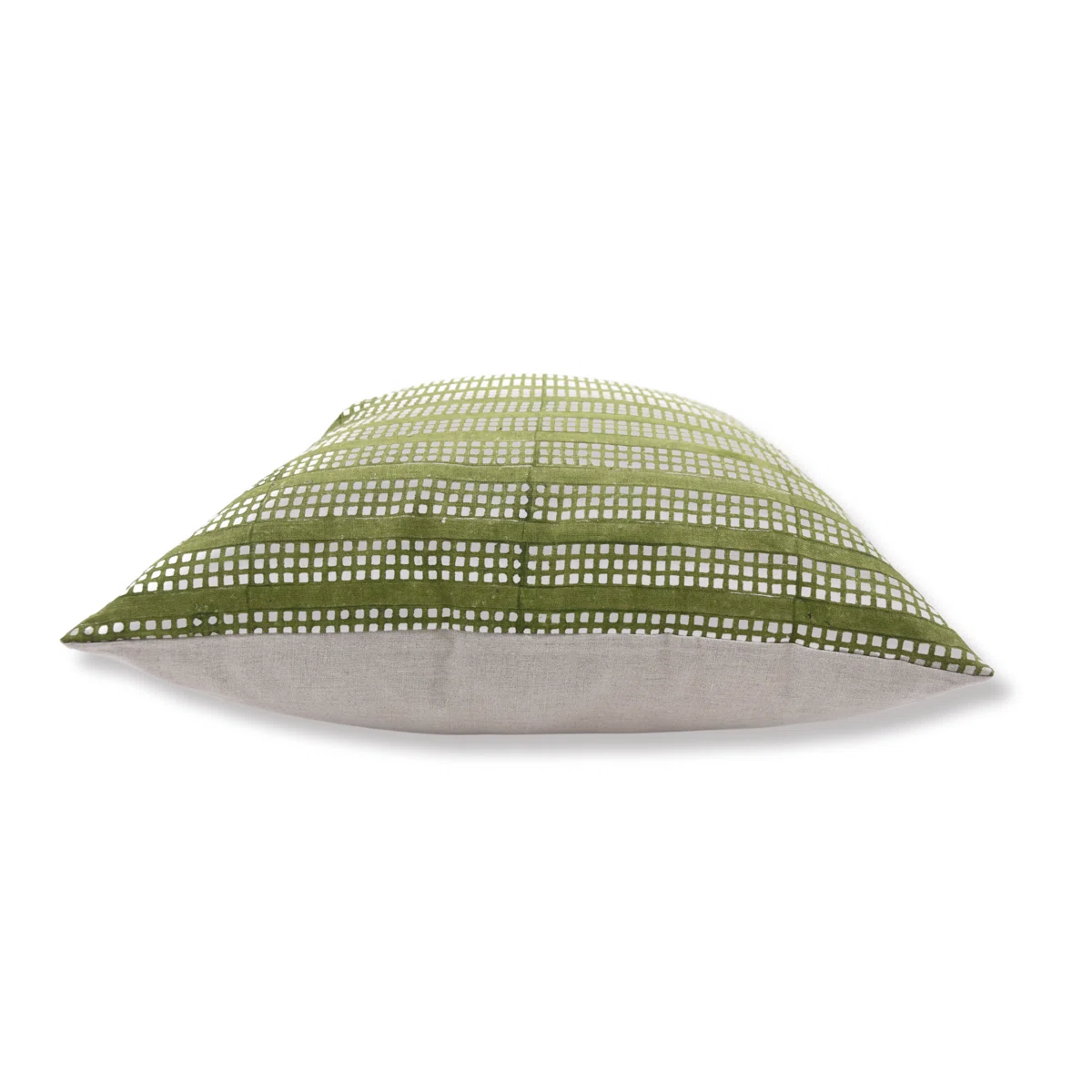 Indian Block Print Green Duck Canvas Cushion Cover - Choco Chips 