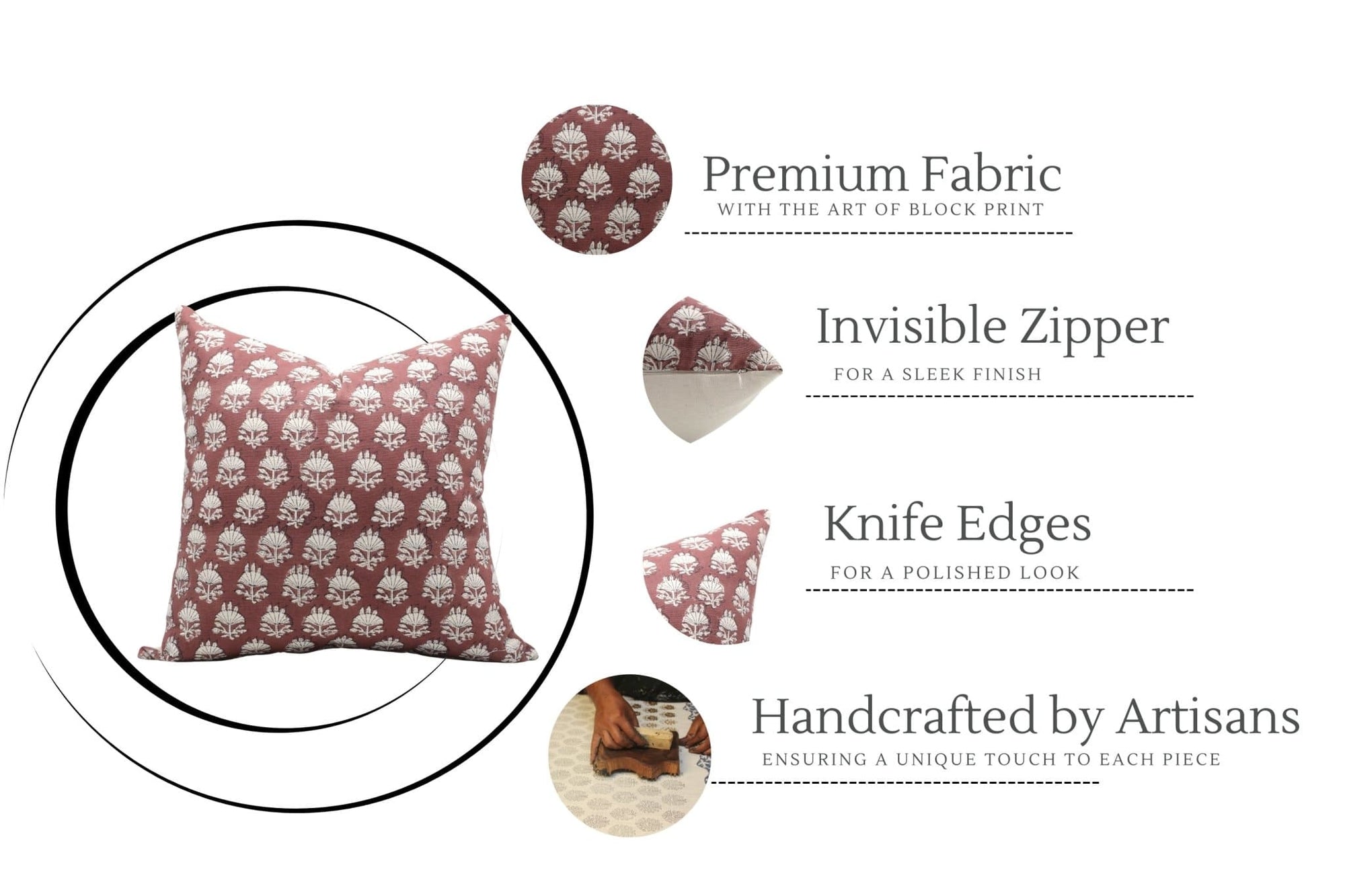 Brown Floral Printed Pillow Cover - Chatri
