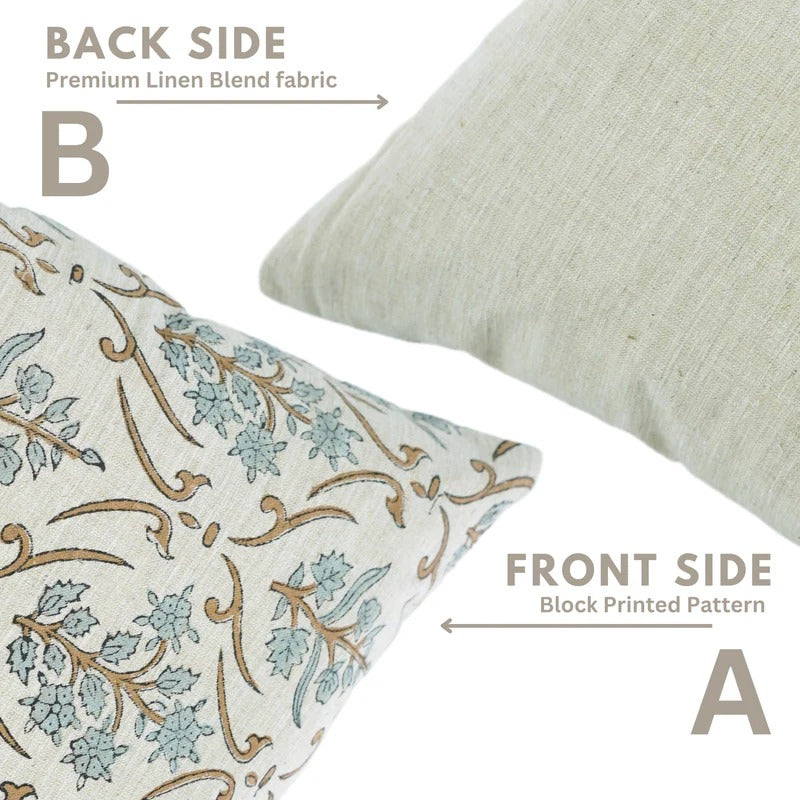 Brown Floral Linen Blend Cushion Cover || Vishal Pushp