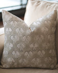 Thick Cotton White Block Printed Designer Boho Pillow/Cushion Cover - Mushroom
