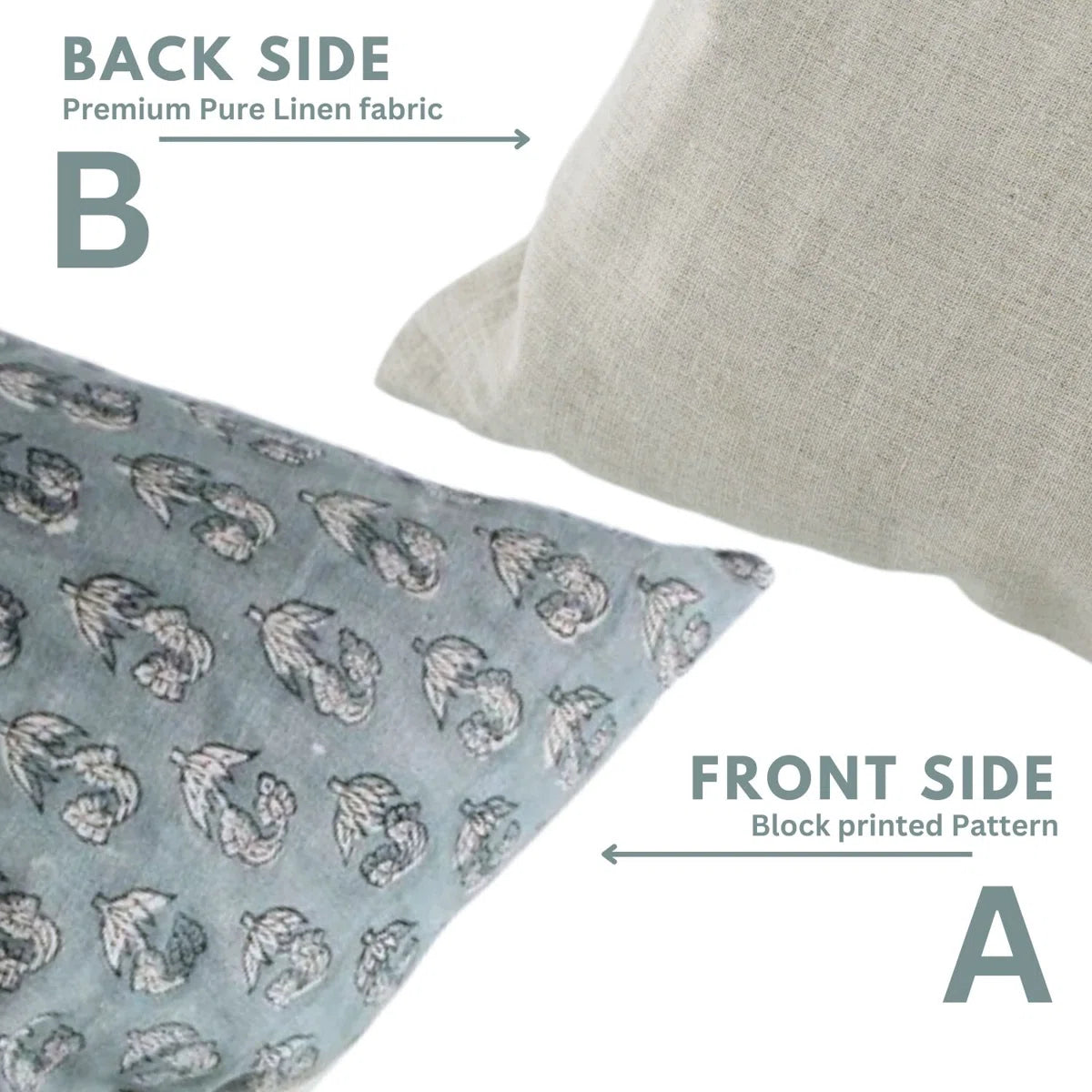 Superstar Floral Block Print Cushion Cover Sage Green Pure Linen | Indian Artisan