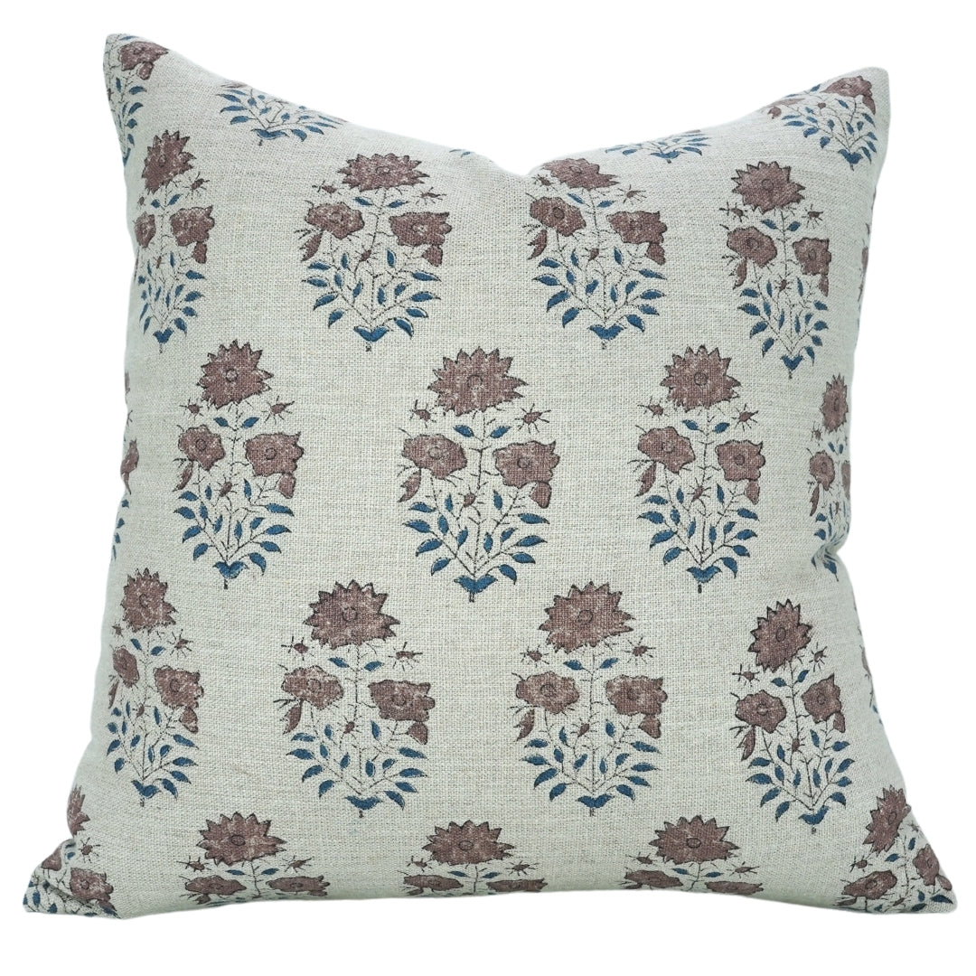 Block Printed Thick Linen Pillow Cover - Mayra