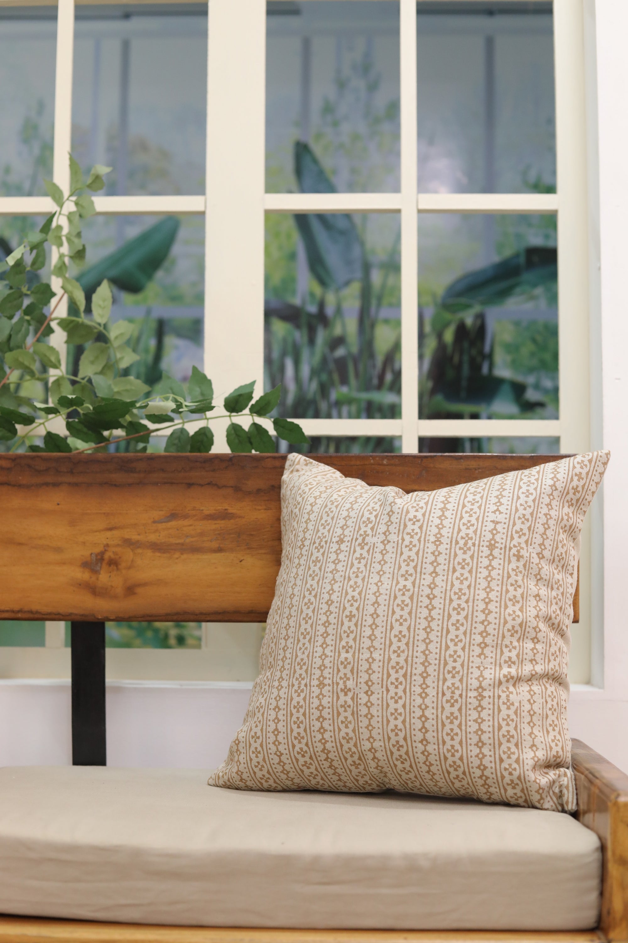 Square/Lumber block print pillow cover- Pure Linen- DOJI - Fabdivine