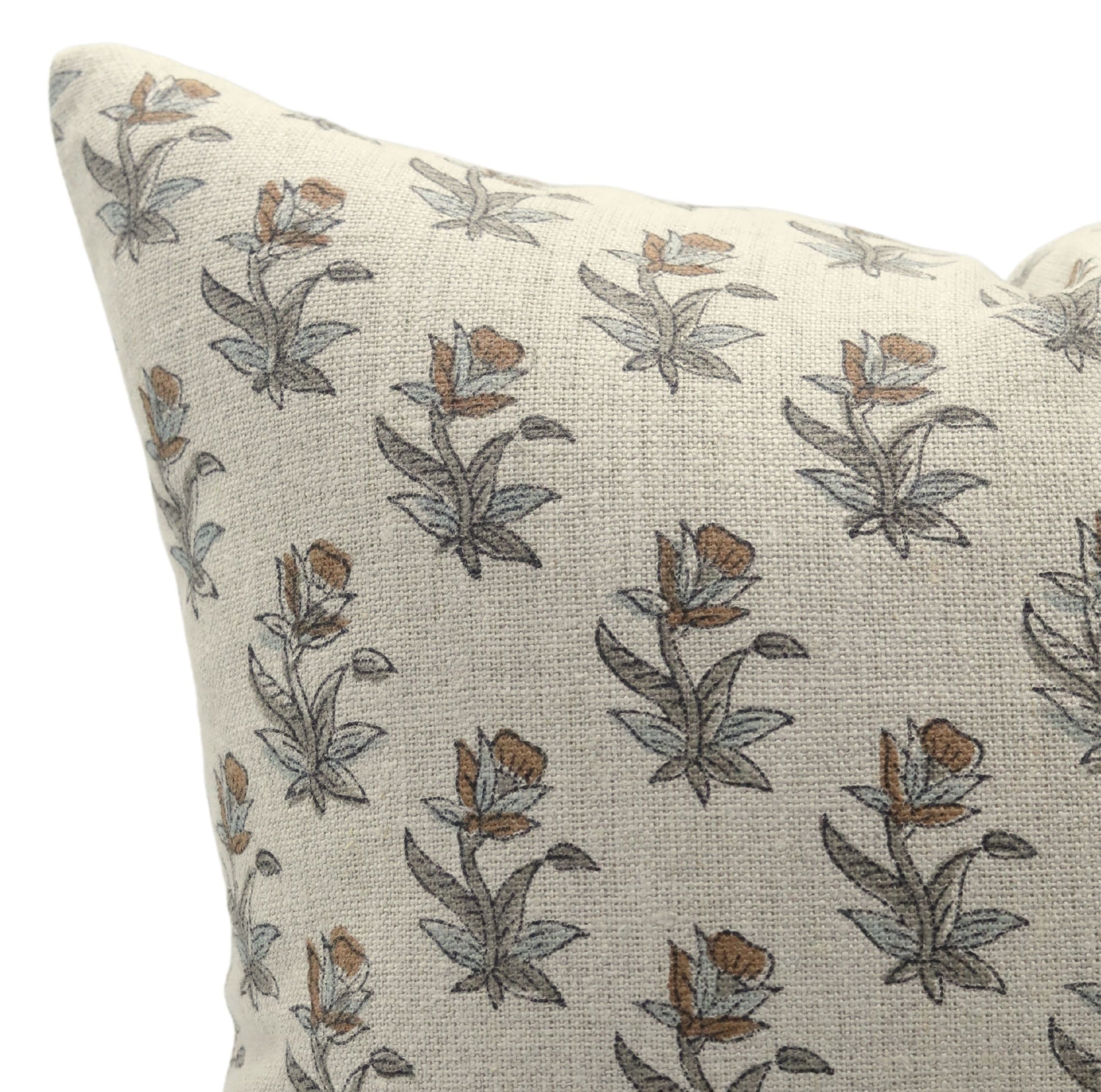 Square/Lumber block print pillow cover- Thick Linen- COASTAL TULIP - Fabdivine