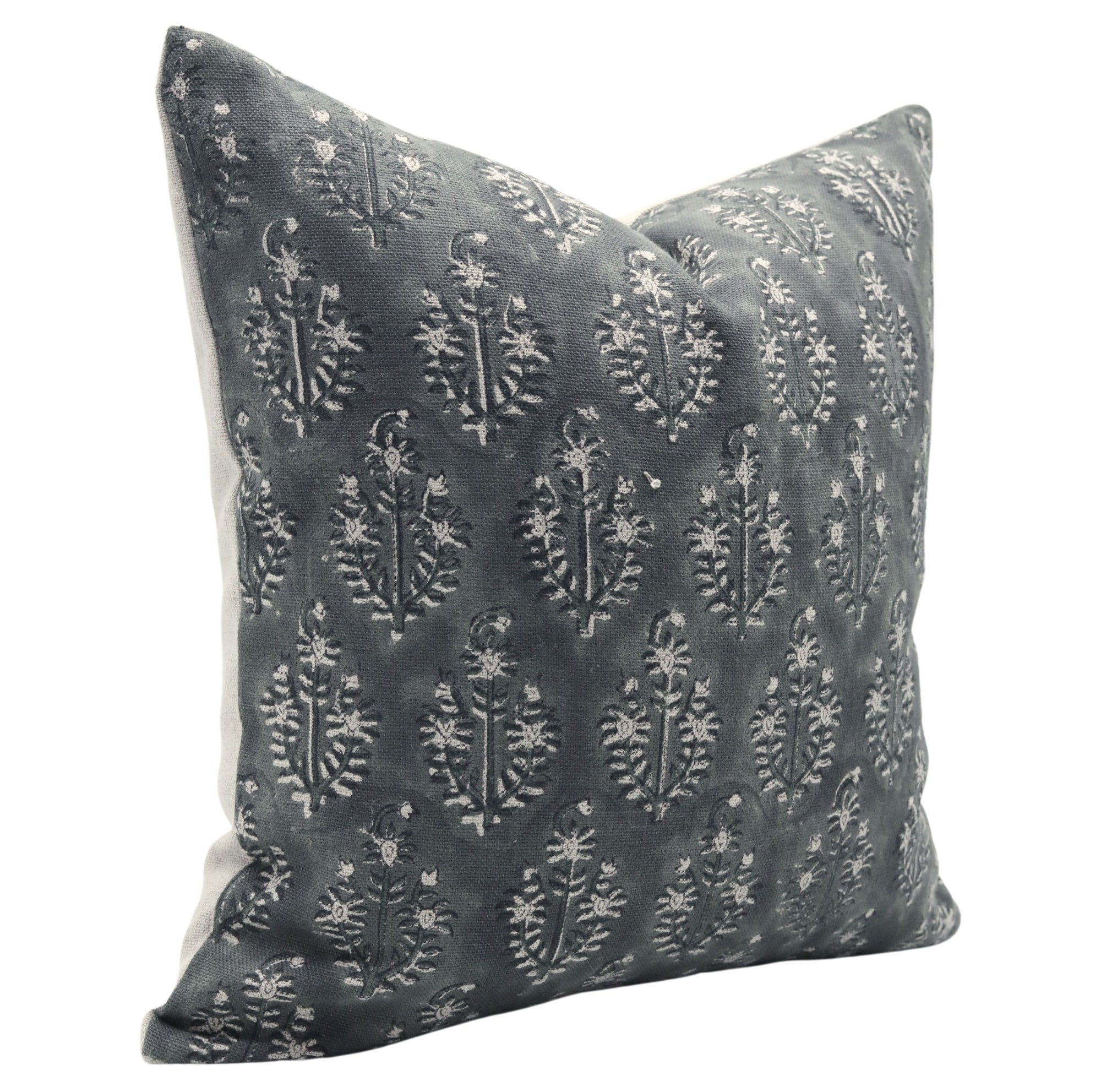 Block print Thick Linen throw pillow cover- NEELGAGAN - Fabdivine