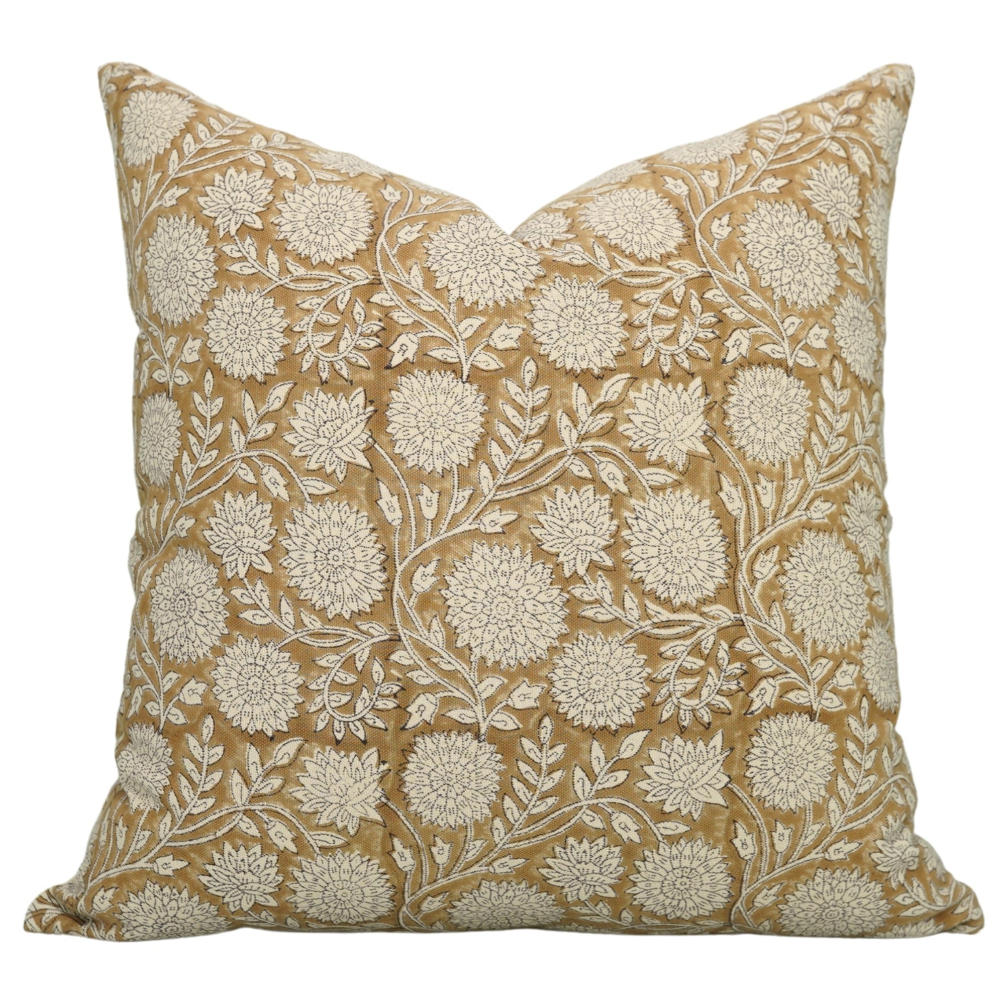 Rajat Floral Design Farmhouse Cushion Cover in Brown Duck Canvas – Rustic and Durable Home Décor By Fabdivine