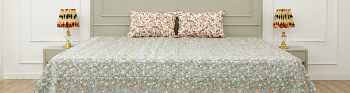 Block Printed Floral 100% Cotton Bedsheets