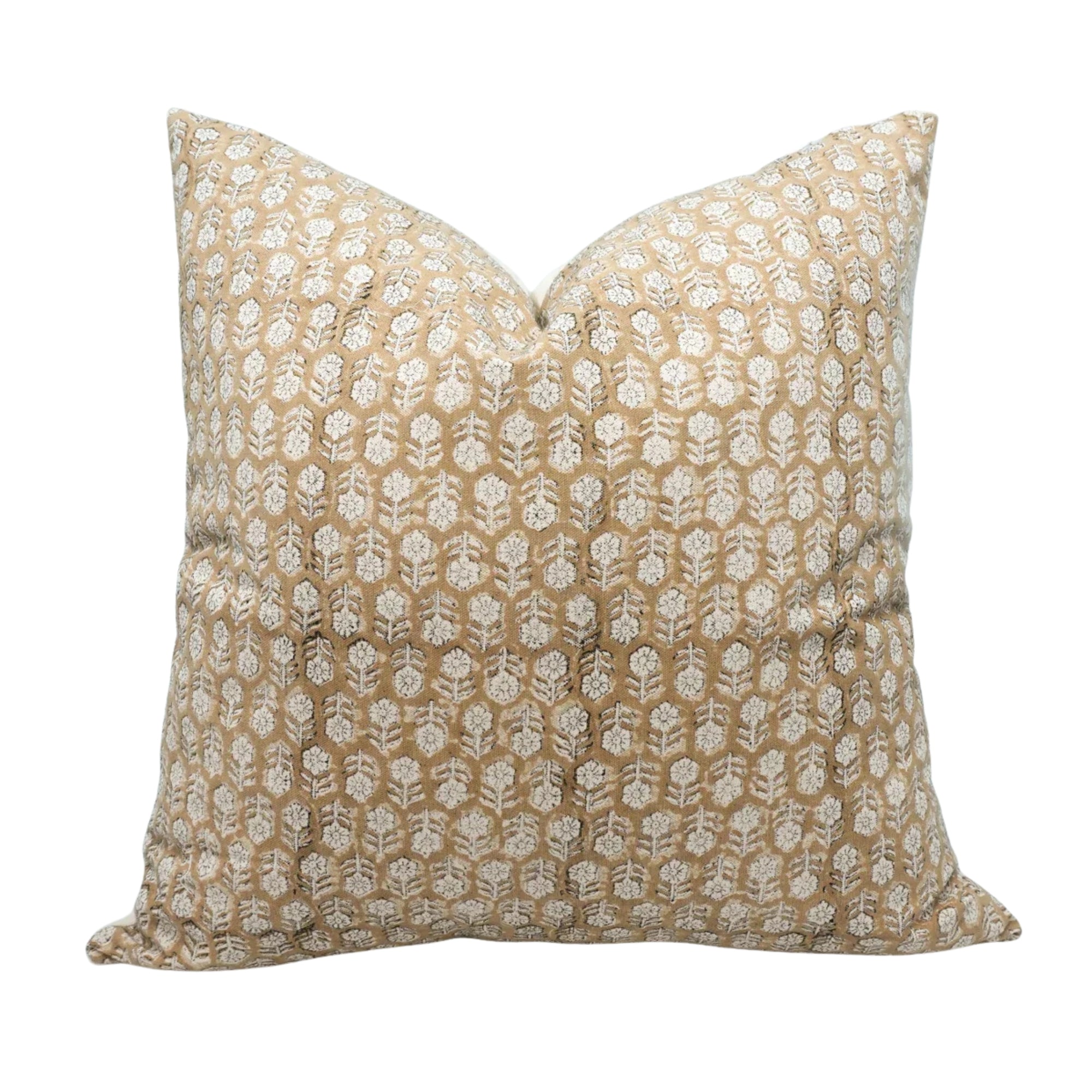 Tulsi Buti Indian Block Print Cushion Cover Chocolate Brown