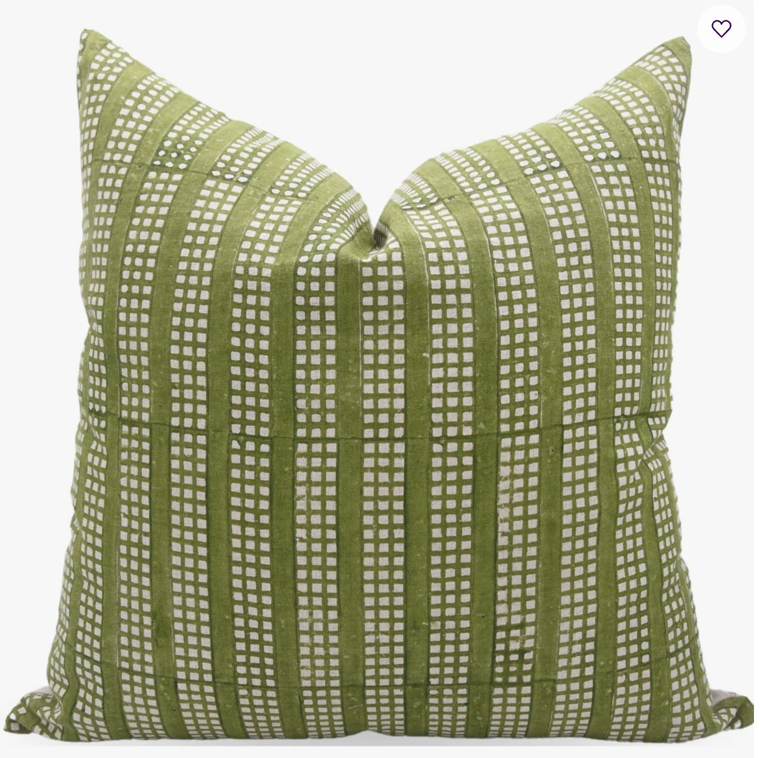 Indian Block Print Green Duck Canvas Cushion Cover - Choco Chips 