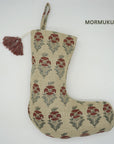 Christmas Stockings Modern Farmhouse Decor Hand Block Printed in Linen Personalized Decorative Stockings - Bijhni