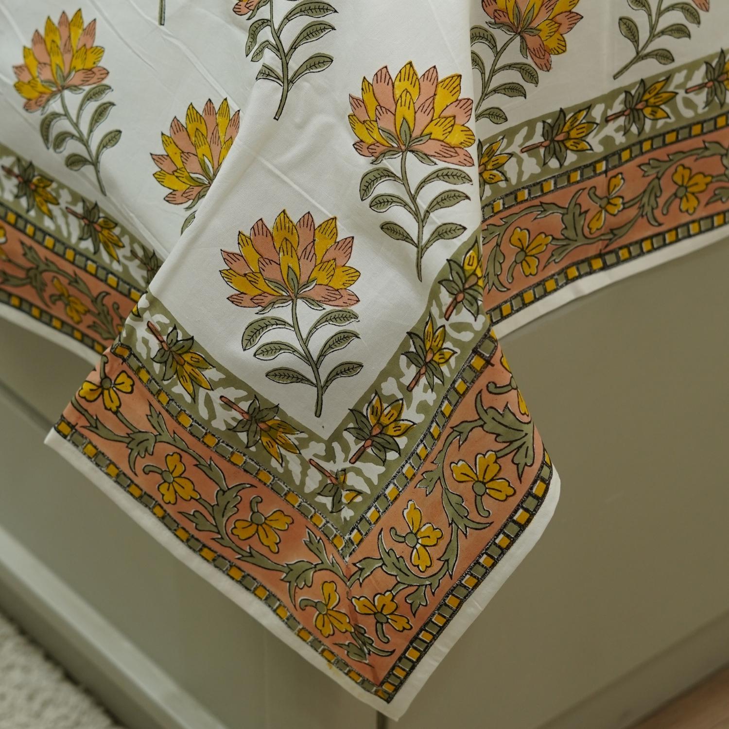 Cotton block print bedsheet, floral handprinted natural king size bedspreads, floral cotton pillow cover set, decorative cotton bedding, bohemian décor, farmhouse cotton bedding.