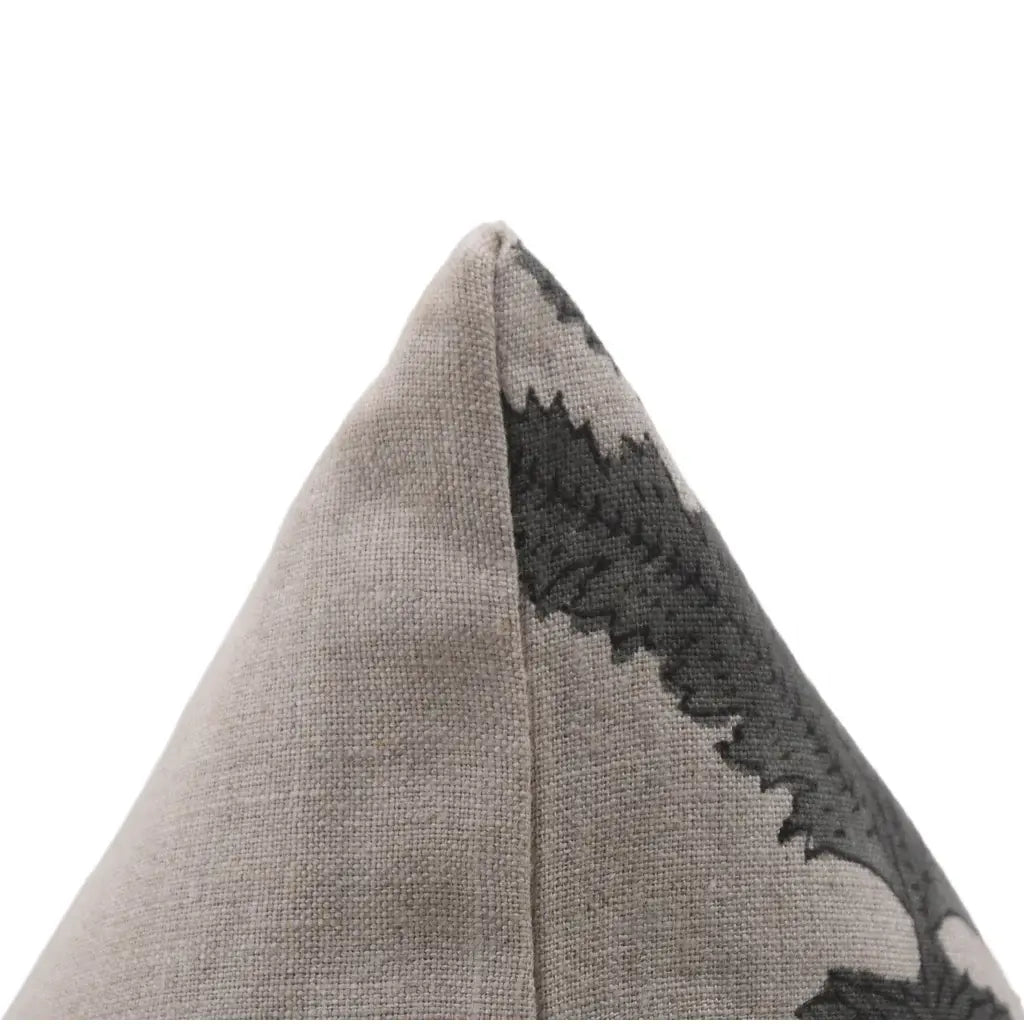 Olive Block Print Badshah Natural Pure Linen Cushion Cover 