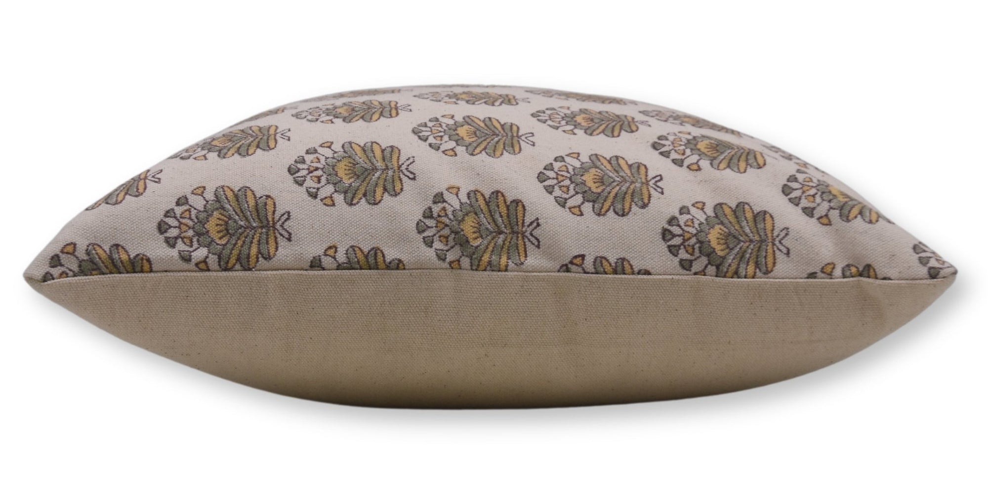 Designer Hand Block Printed Duck Canvas Cotton Throw Pillow Cover - BHEESHMA - Fabdivine