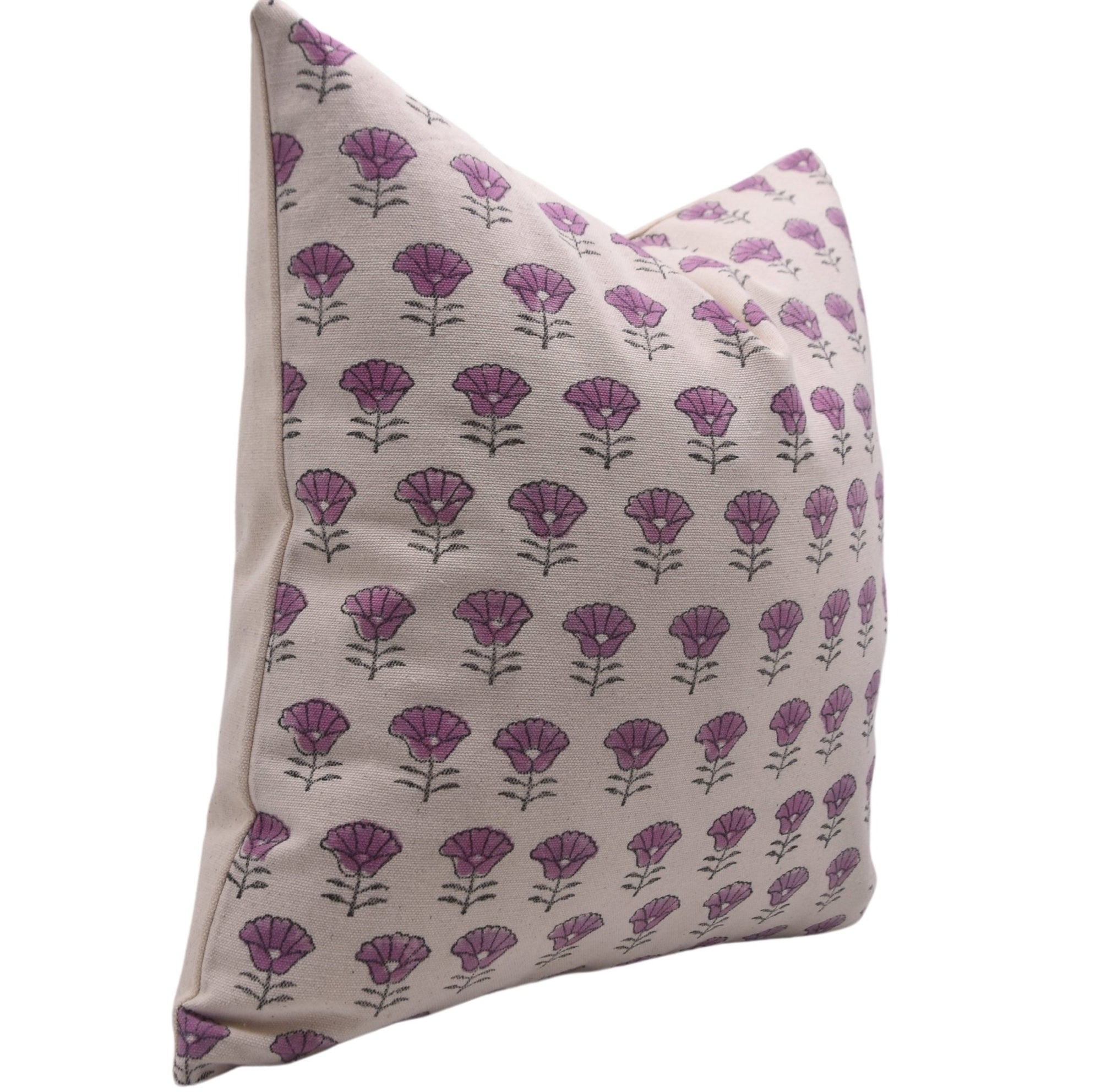 Block print Pillow cover for sofa, couch or bed- duck canvas cotton- KOHINOOR - Fabdivine