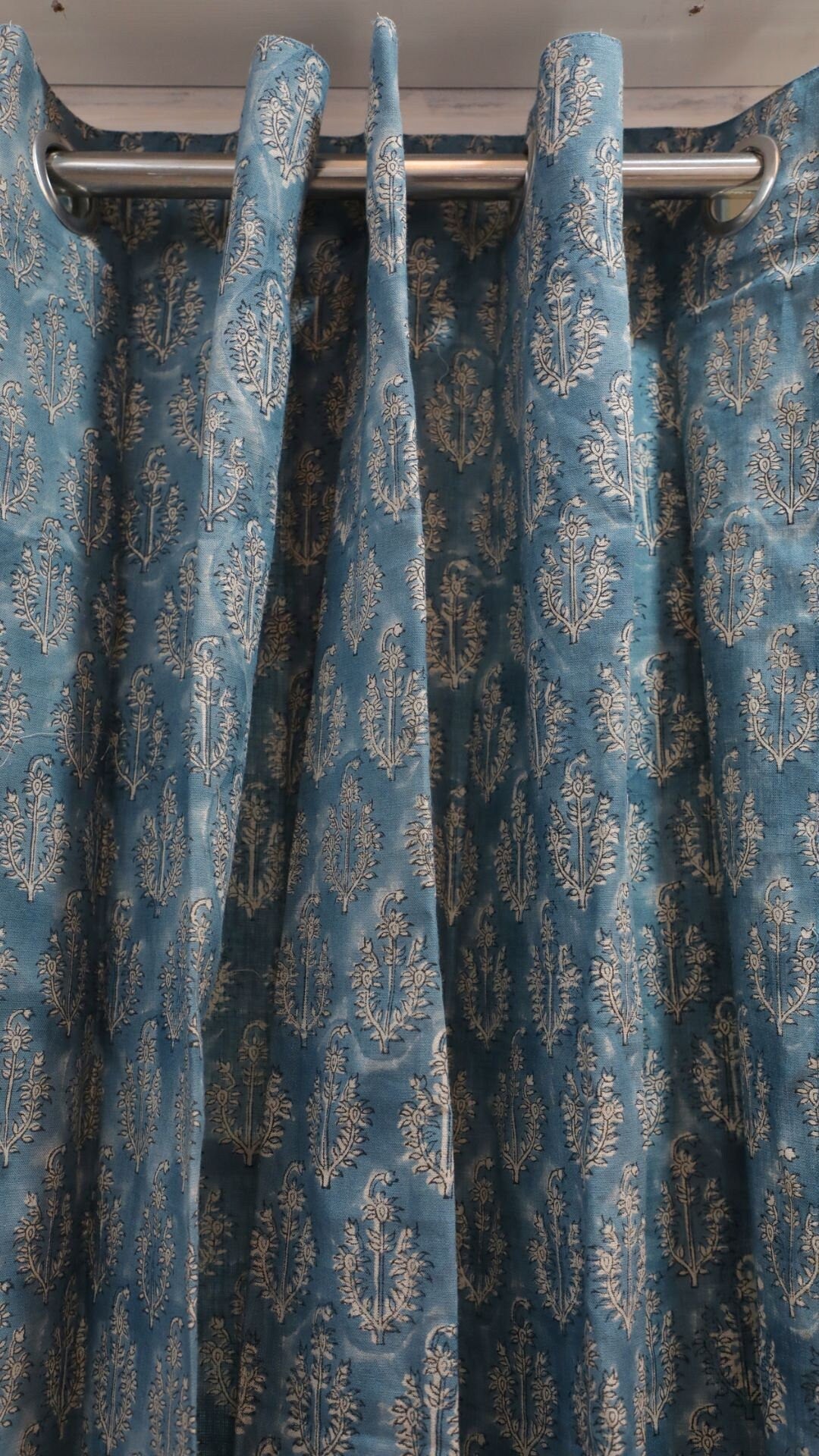 Block Print Floral Curtain: NEEL GAGAN - Fabdivine