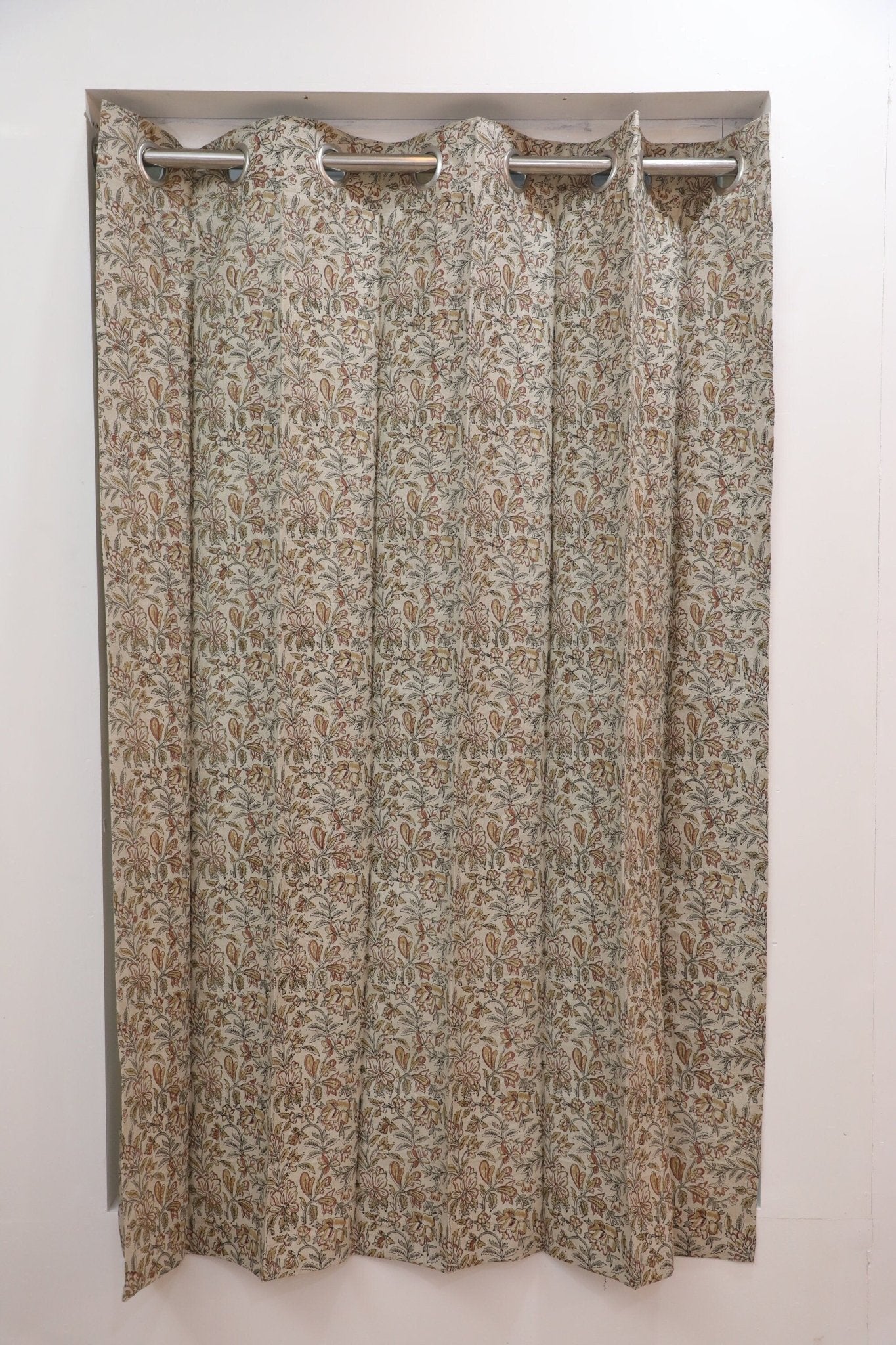 Block Print Floral Curtain: QUDRAT - Fabdivine