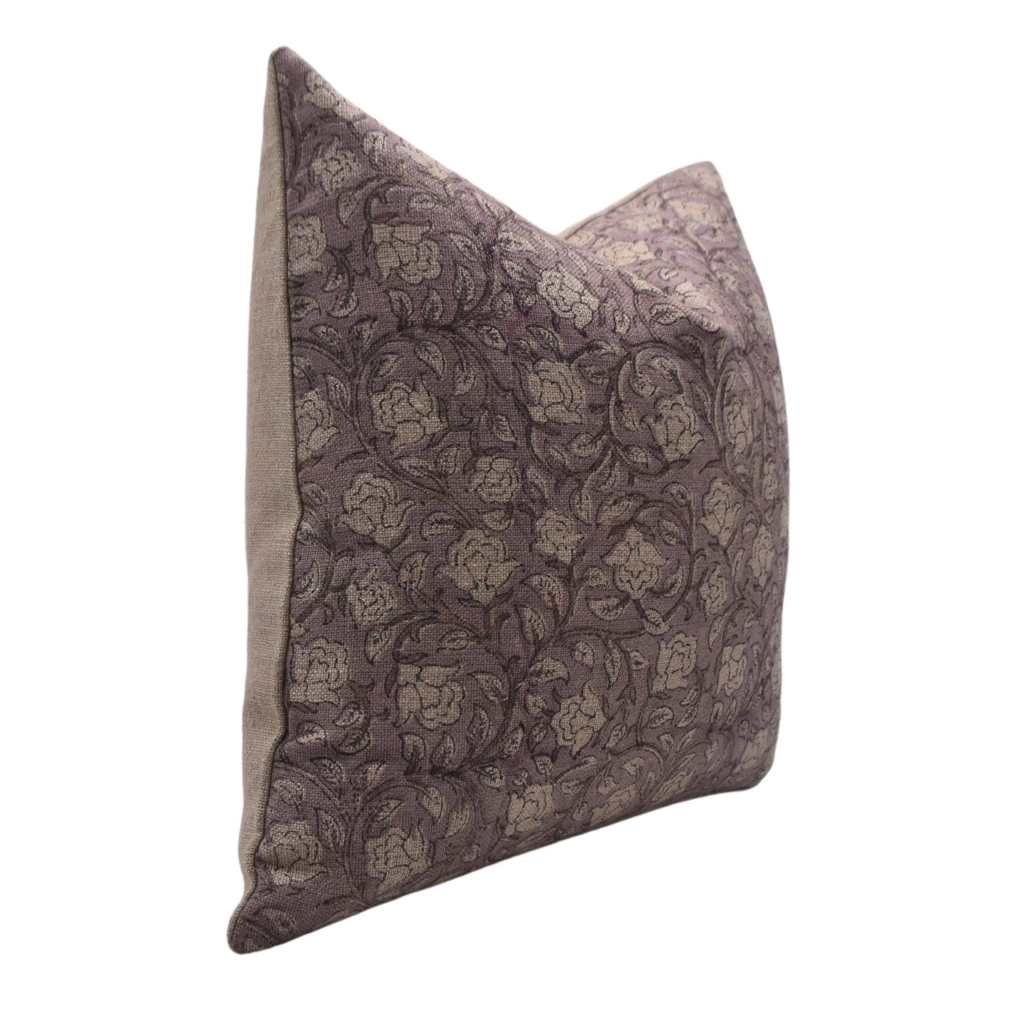 Designer Hand Block Print Throw Pillow Cover in Thick Linen - AMRITVELA - Fabdivine