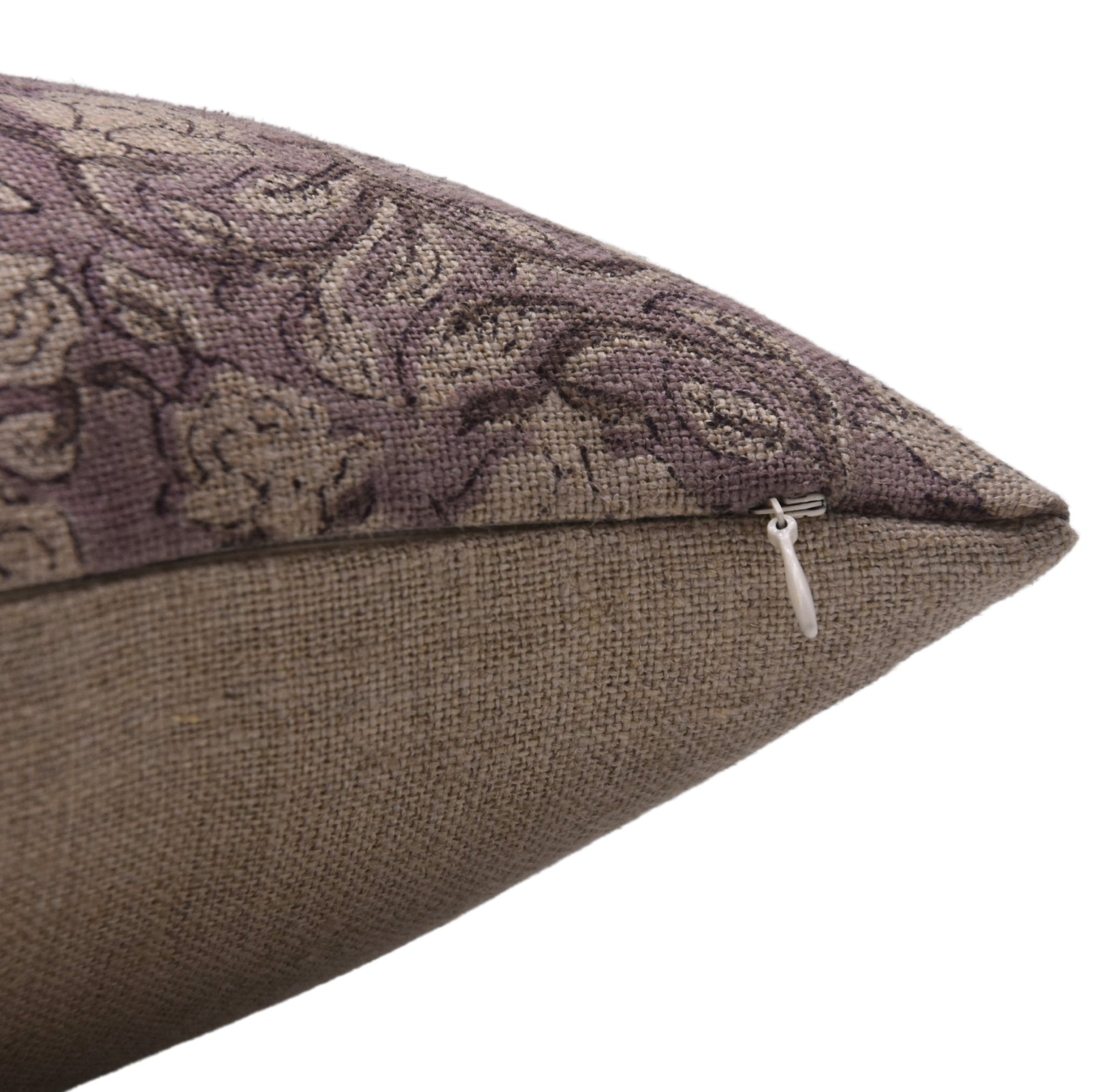 Designer Hand Block Print Throw Pillow Cover in Thick Linen - AMRITVELA - Fabdivine