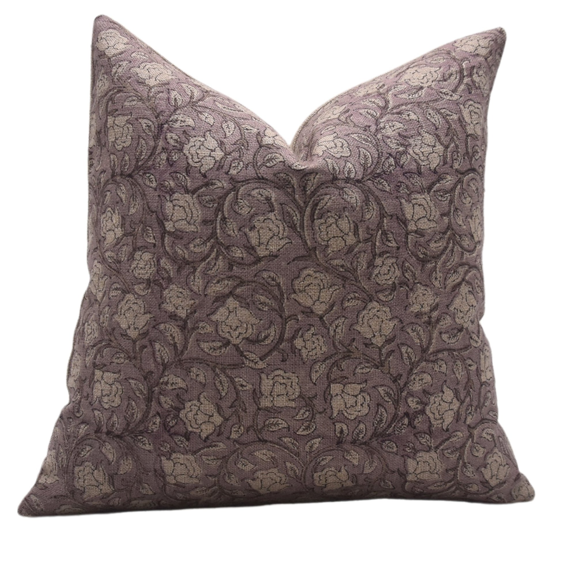 Designer Hand Block Print Throw Pillow Cover in Thick Linen - AMRITVELA - Fabdivine
