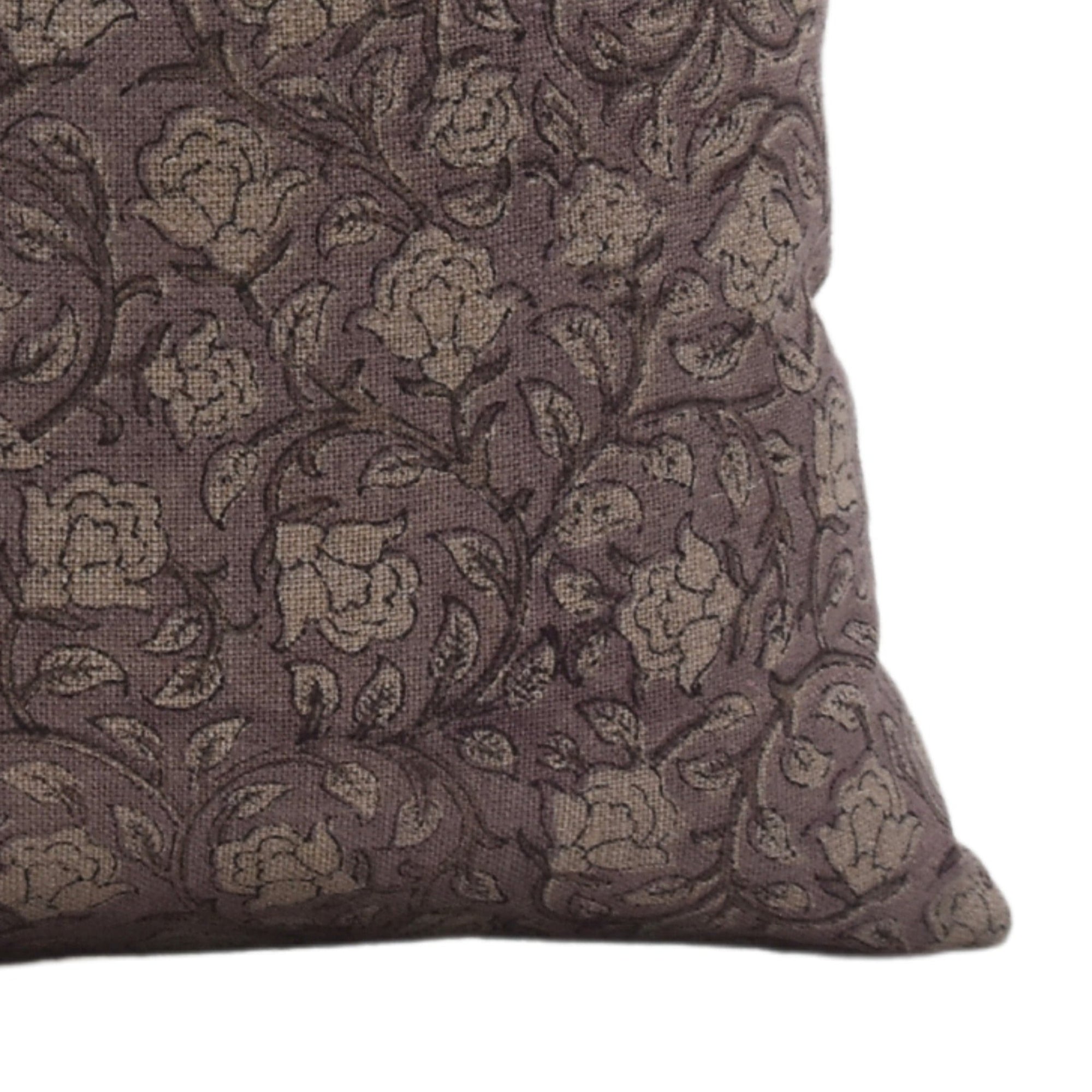 Designer Hand Block Print Throw Pillow Cover in Thick Linen - AMRITVELA - Fabdivine
