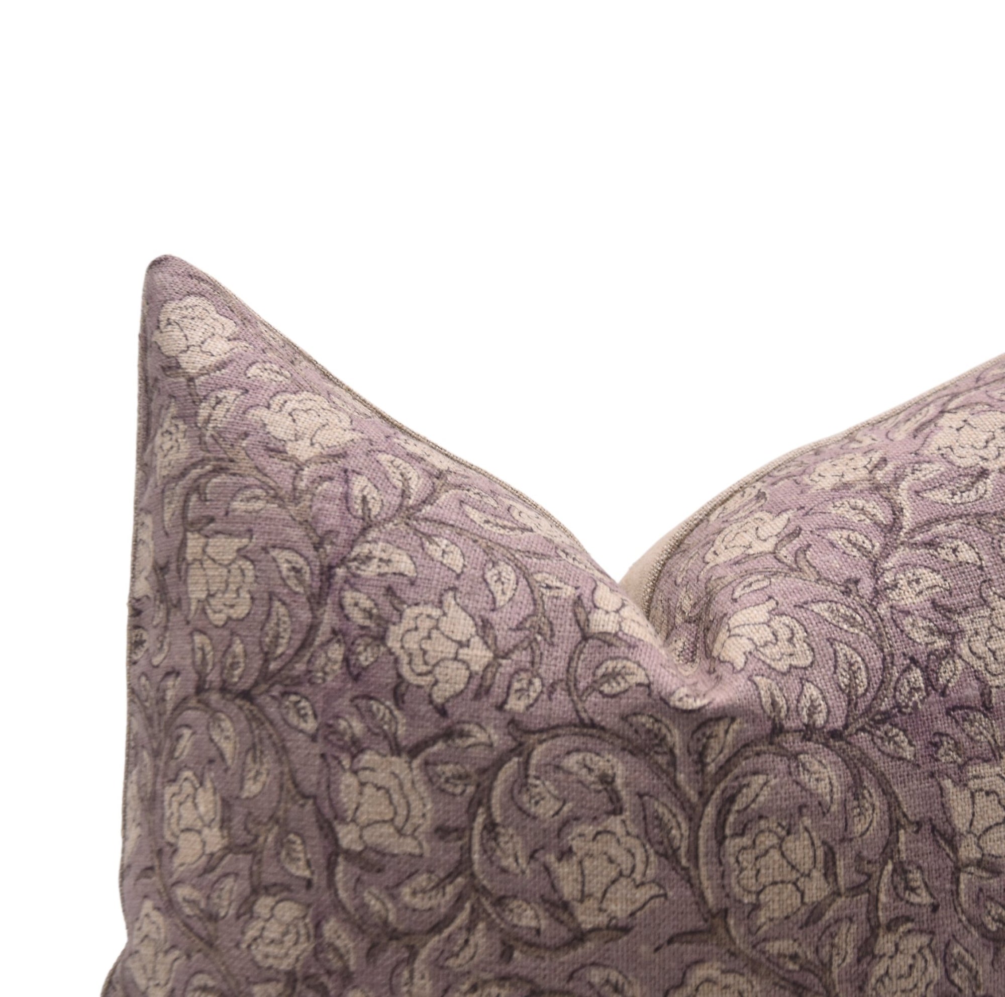 Designer Hand Block Print Throw Pillow Cover in Thick Linen - AMRITVELA - Fabdivine