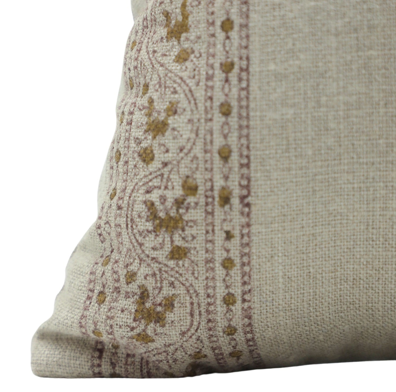 Block print Thick Linen throw pillow cover- BELA CHAMELI - Fabdivine